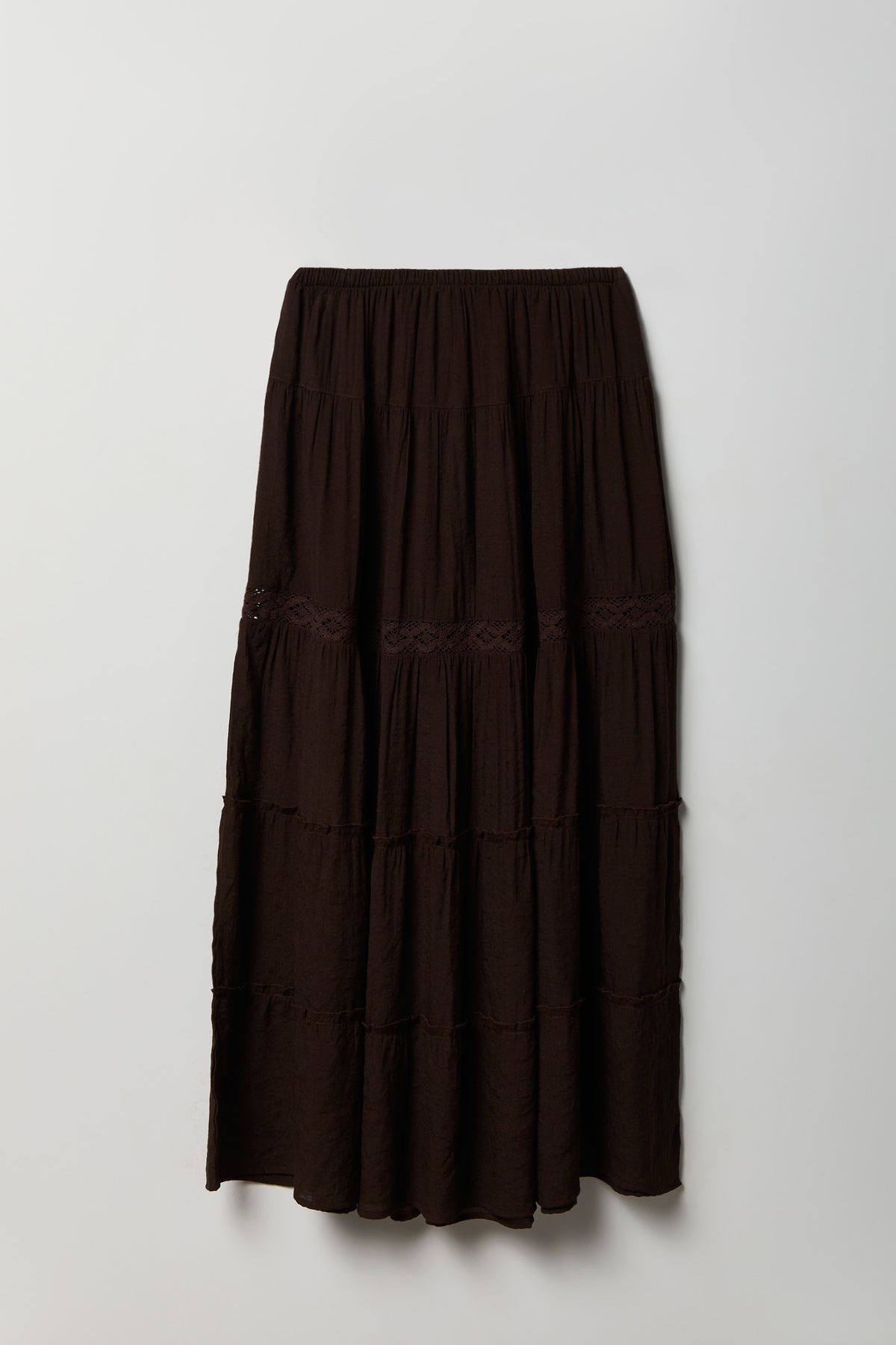 Alt View 5. Crochet Trim Maxi Skirt - Brown