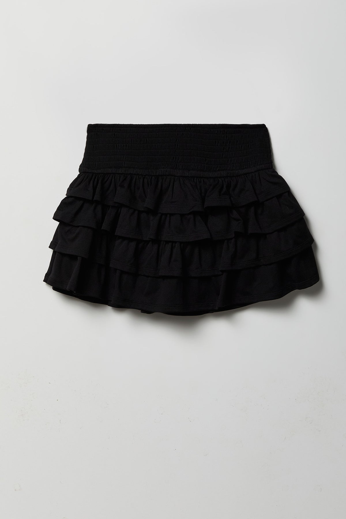 Ruffle Tiered Mini Skort - Black