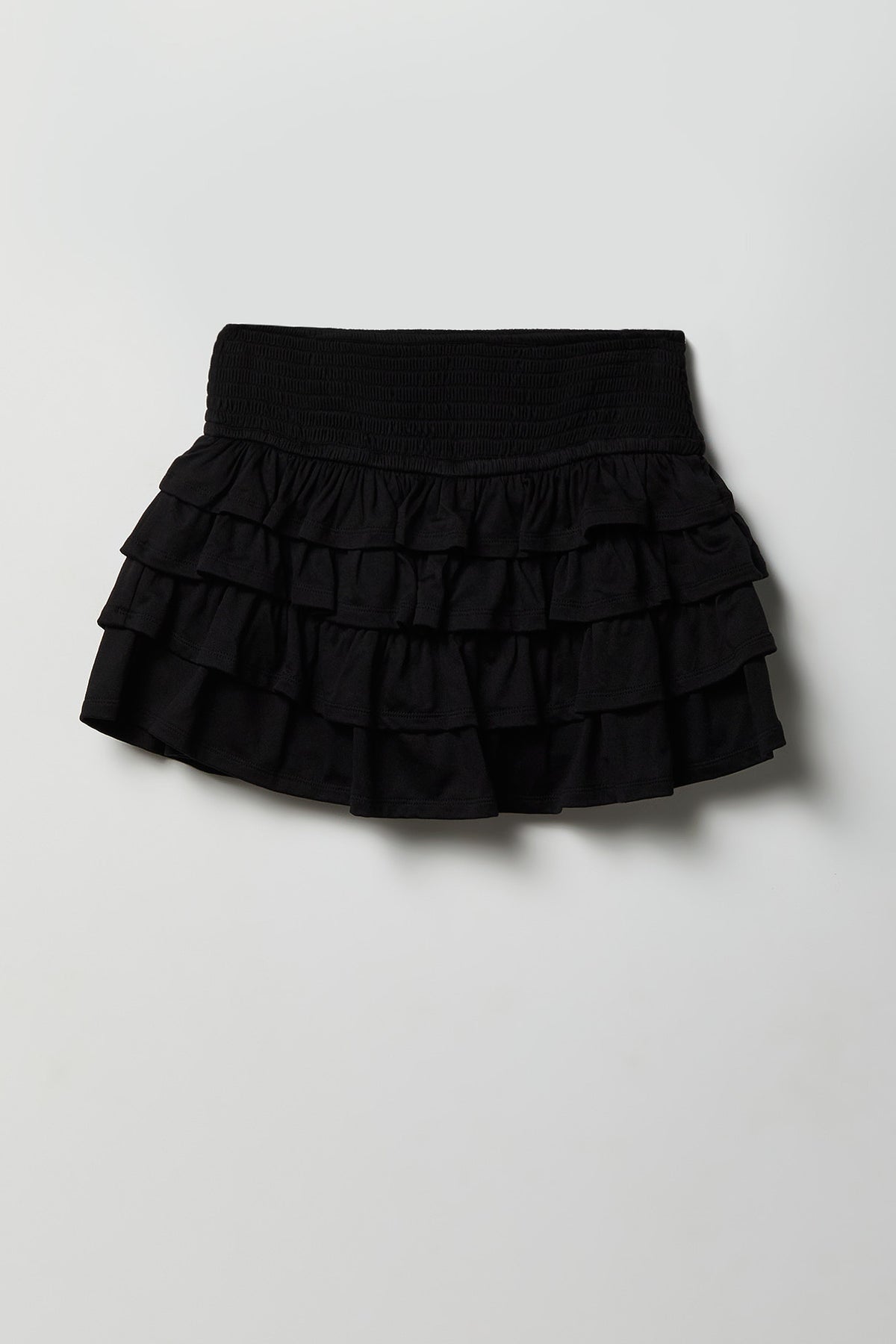 Alt View 2. Ruffle Tiered Mini Skort - Black