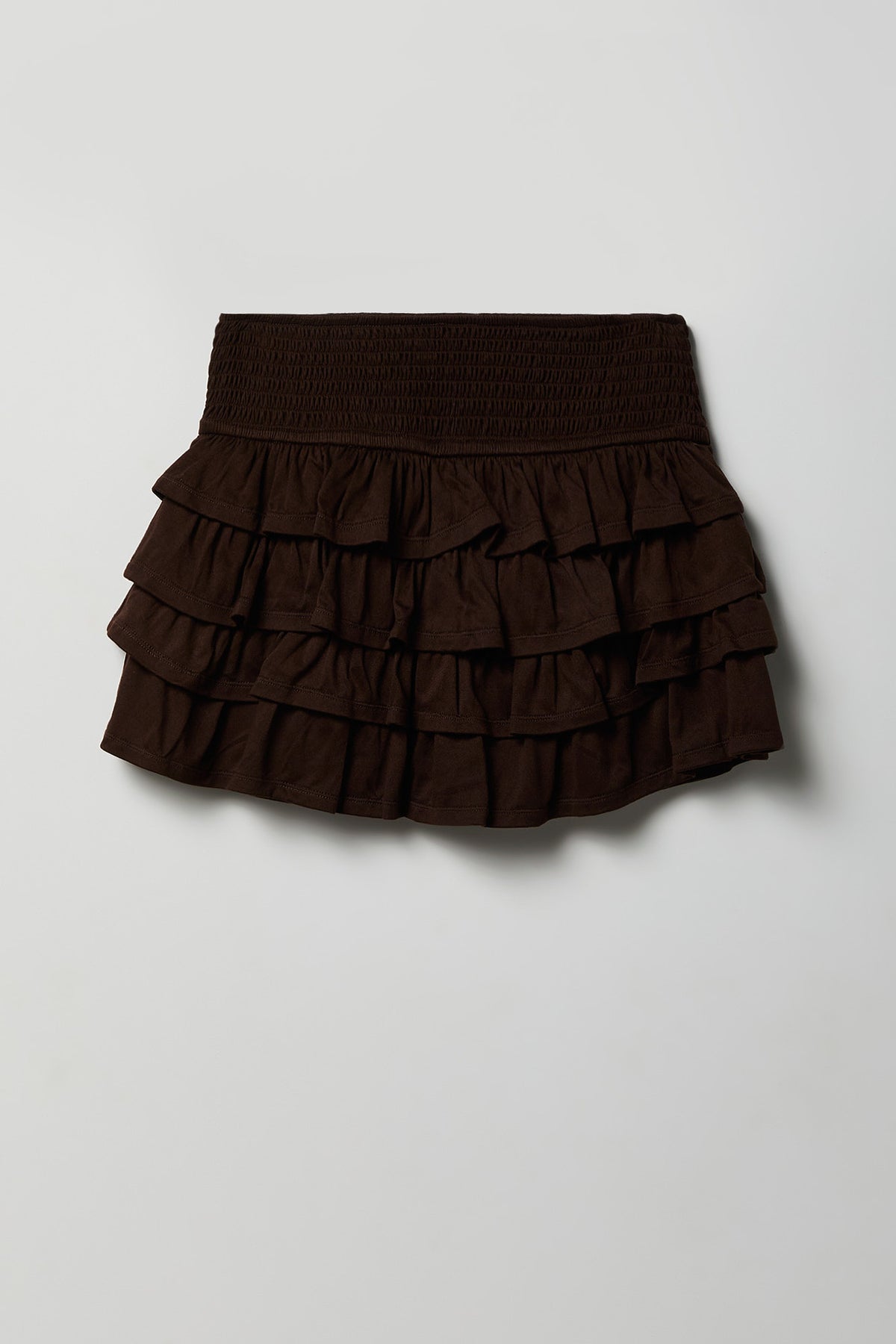 Ruffle Tiered Mini Skort - Brown