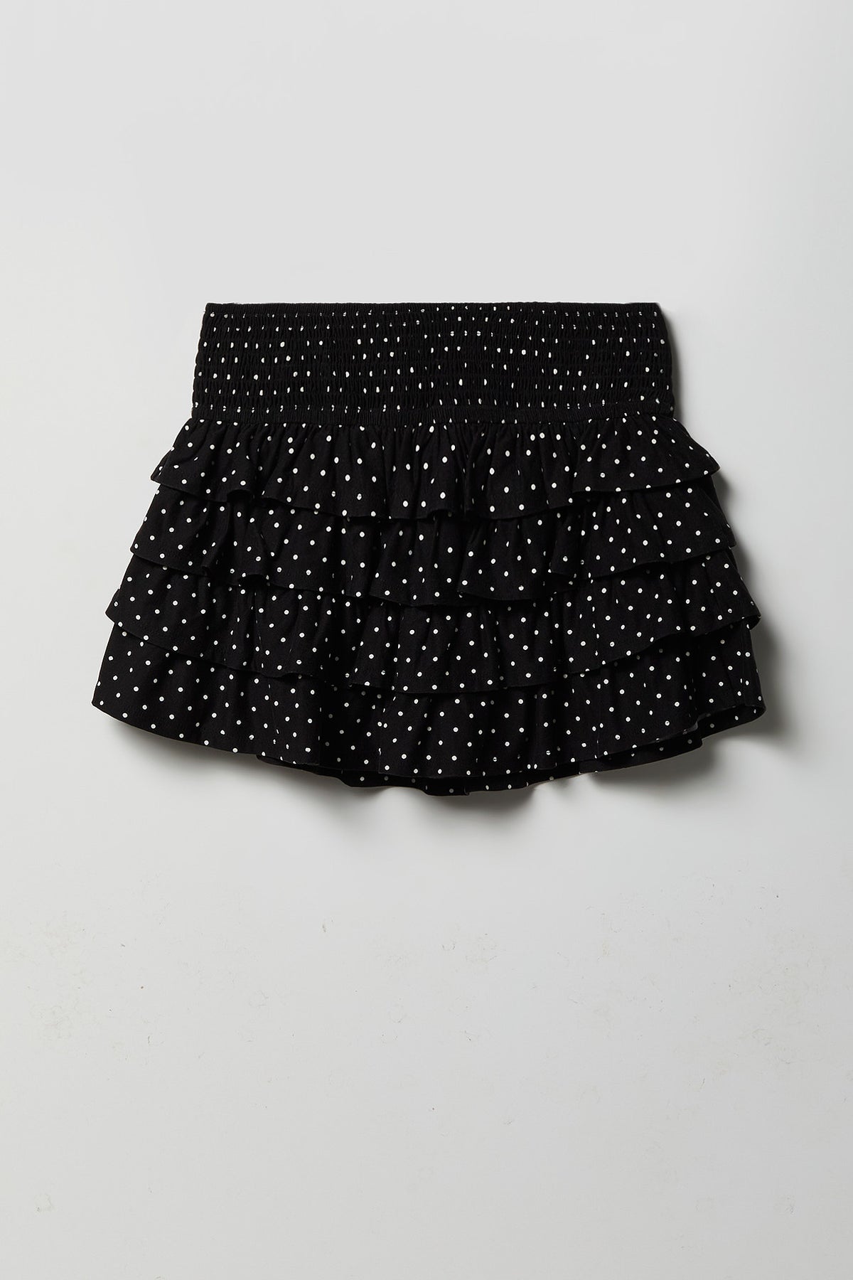 Ruffle Tiered Mini Skort - Black with White