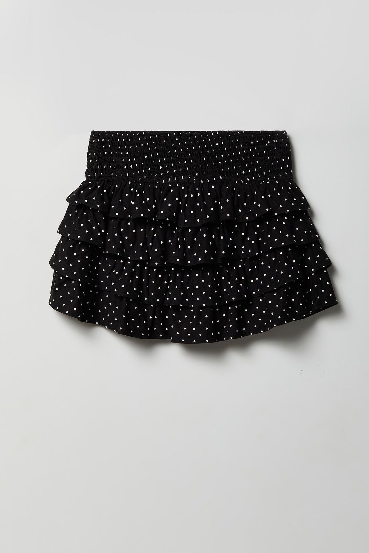 Alt View 2. Ruffle Tiered Mini Skort - Black with White
