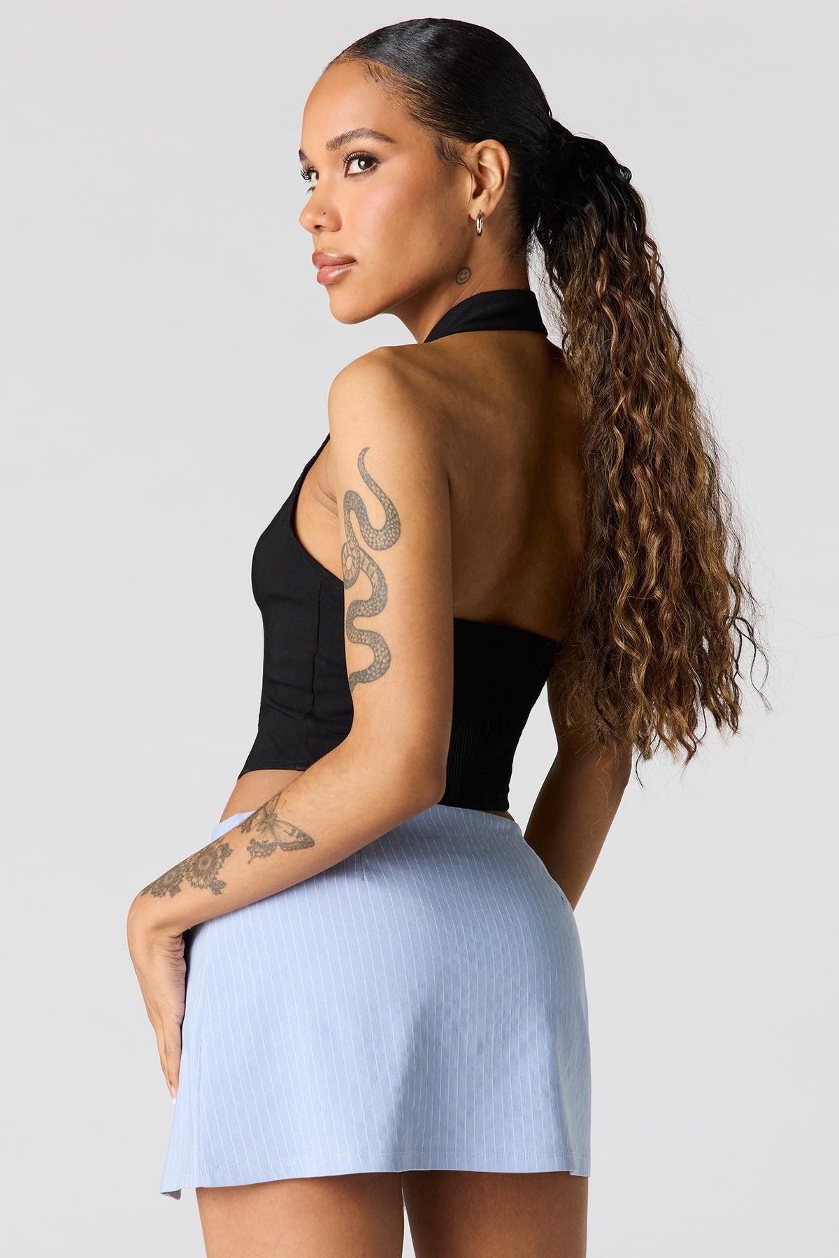 Alt View 2. Mini Skort - Light Denim Blue