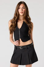Belted Pleated Mini Skort