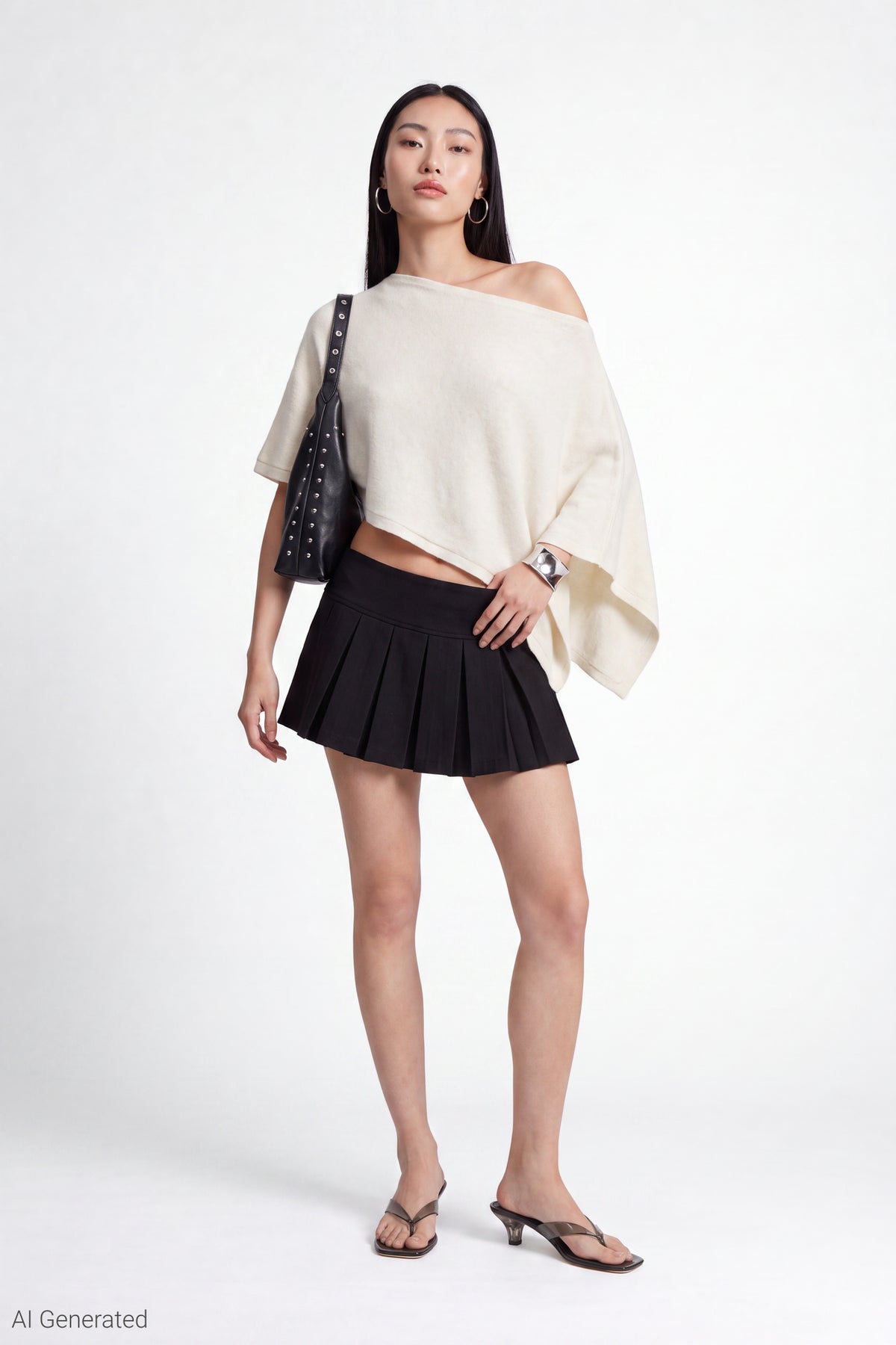 Pleated Micro Mini Skort - Black