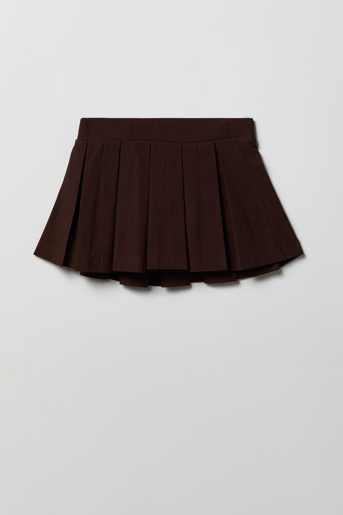 Pleated Micro Mini Skort - Brown