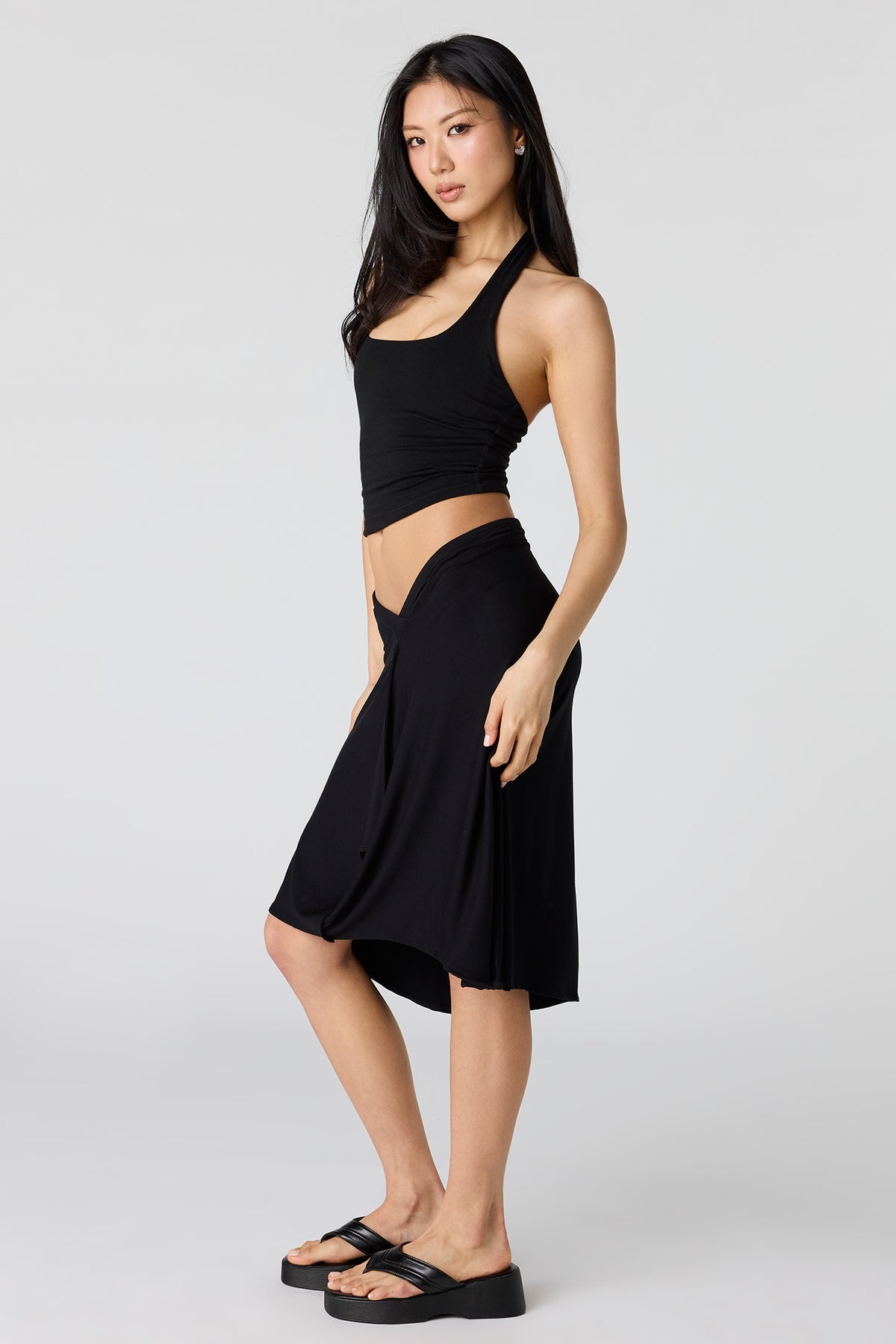 Alt View 2. Asymmetrical Midi Skirt - Black