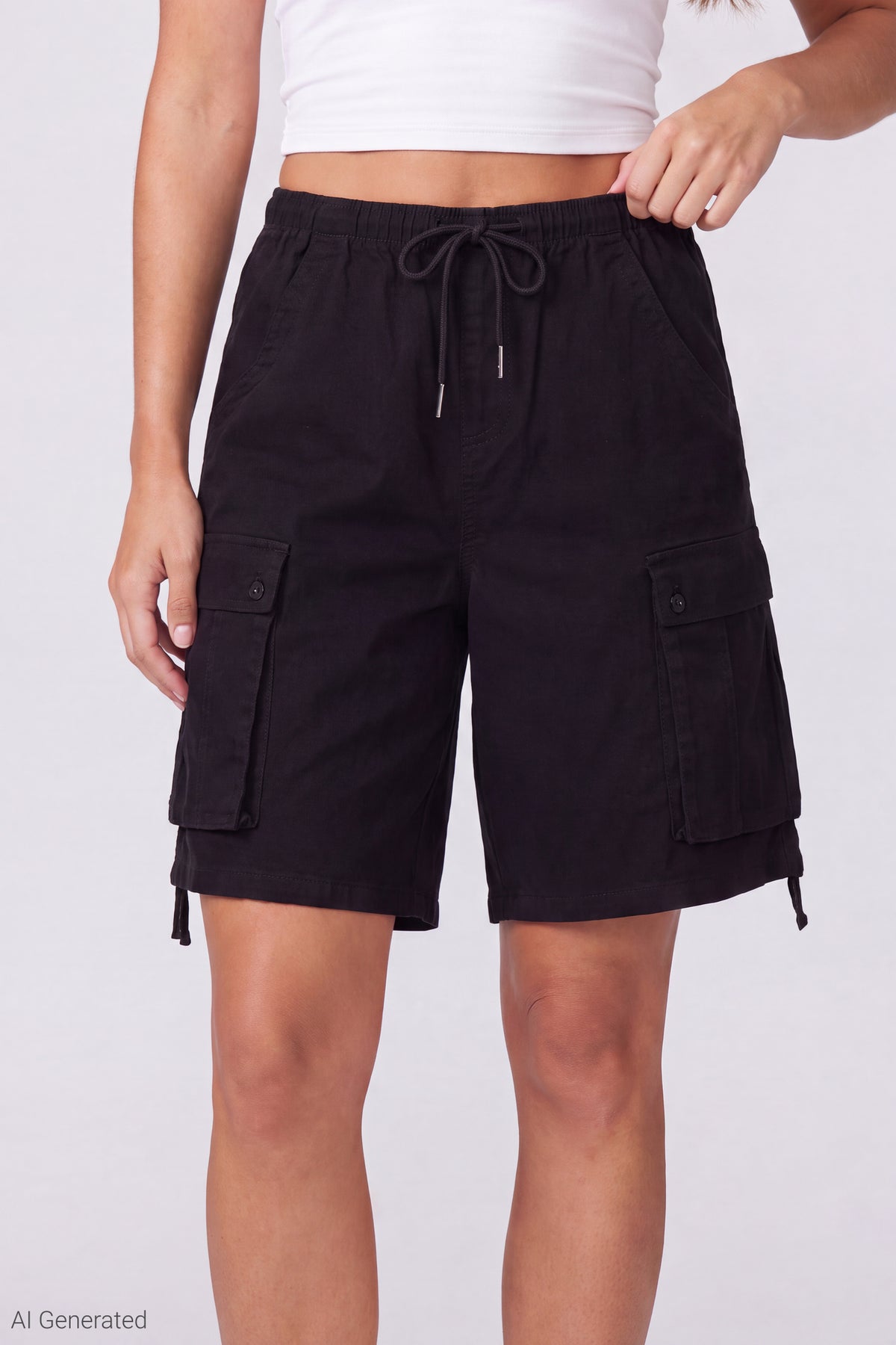 Alt View 3. Bermuda Cargo Short - Black