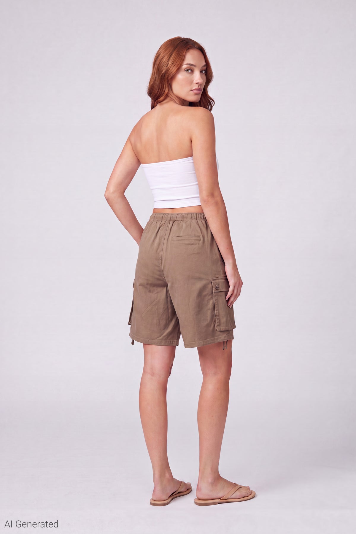 Alt View 2. Bermuda Cargo Short - Taupe