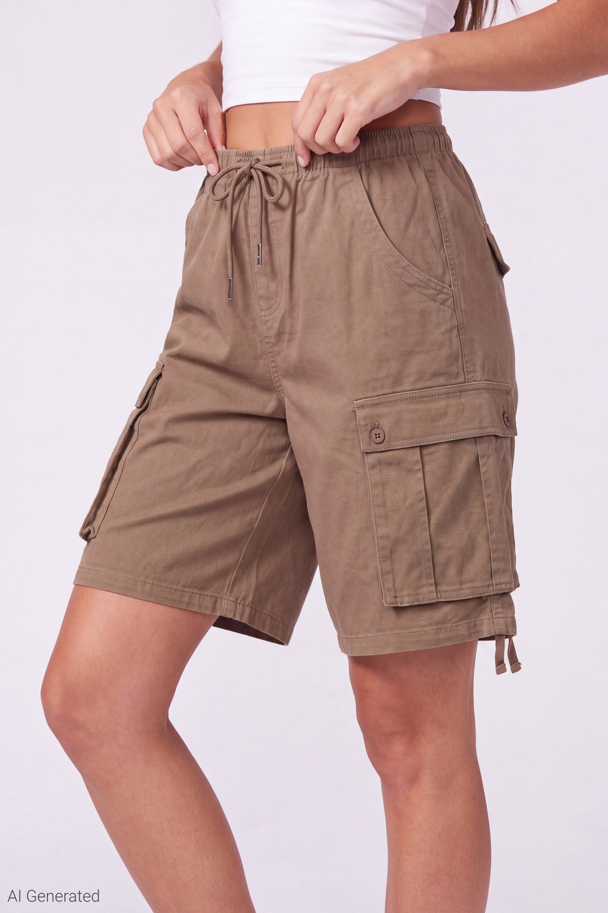 Alt View 3. Bermuda Cargo Short - Taupe