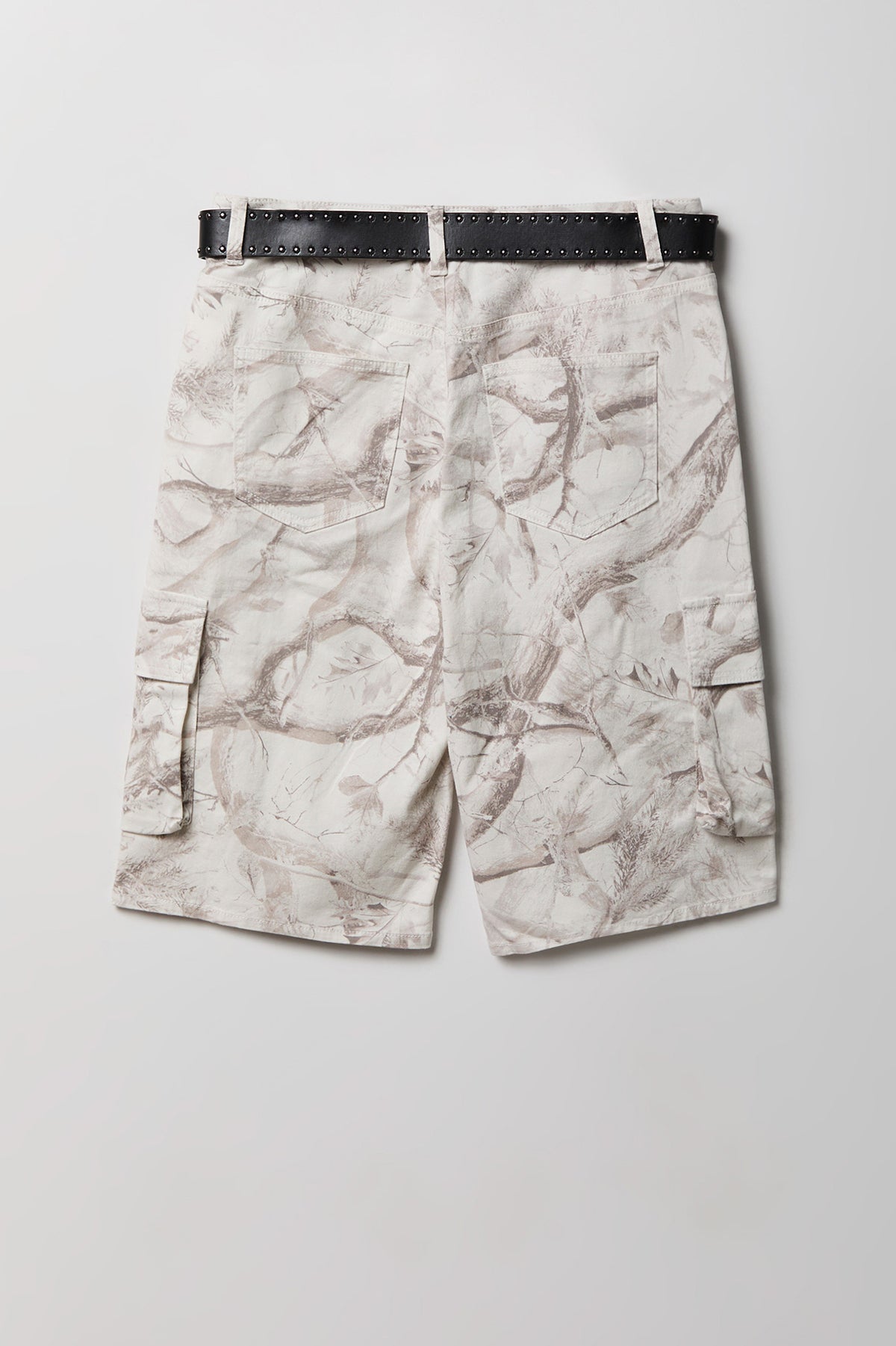 Alt View 2. Belted Bermuda Cargo Short - White