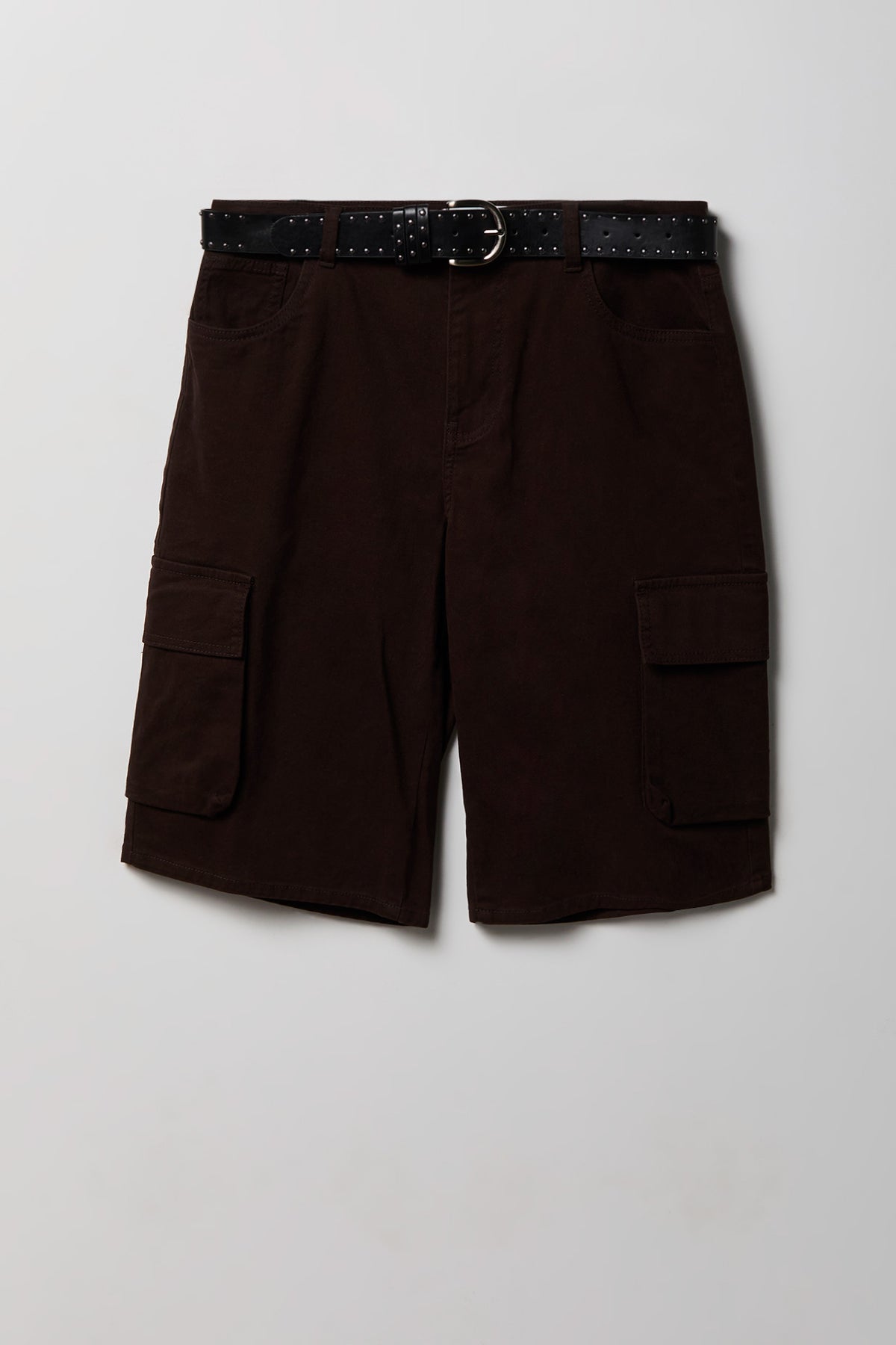 Belted Bermuda Cargo Short - Brown