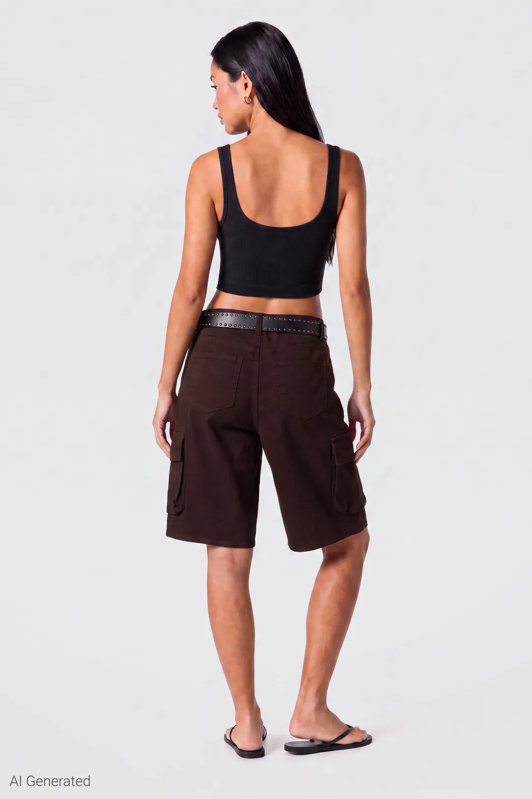 Alt View 3. Belted Bermuda Cargo Short - Brown