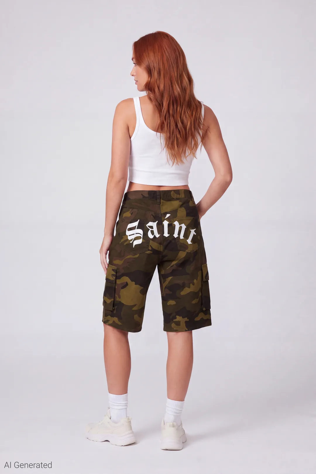 Alt View 2. Graphic Camo Cargo Jort 13" - Camouflage