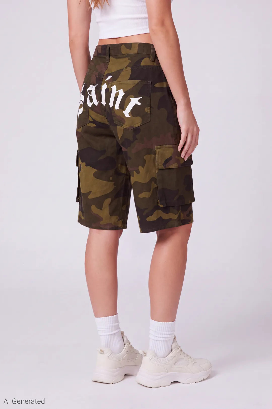 Alt View 3. Graphic Camo Cargo Jort 13" - Camouflage