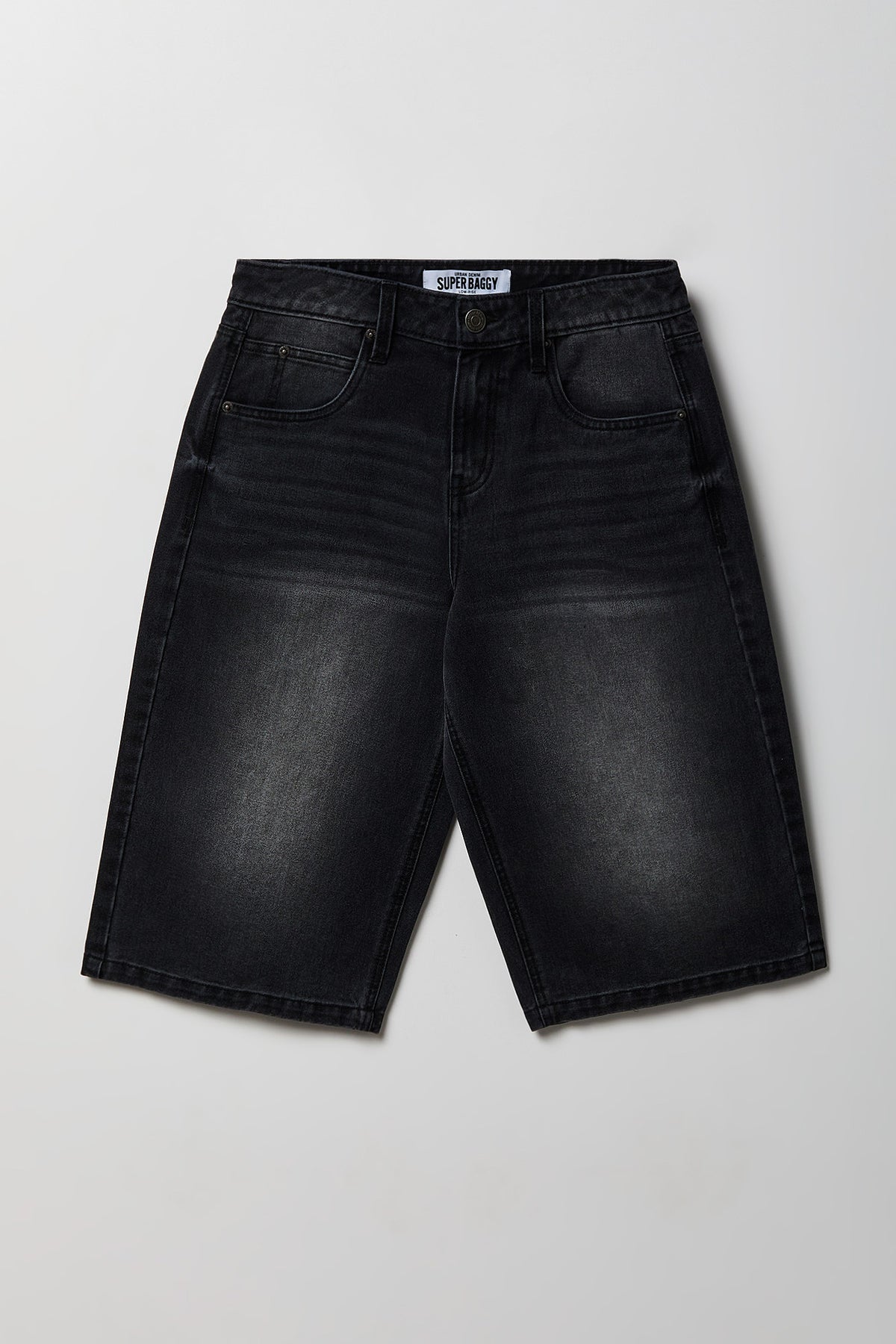 Alt View 4. Low Rise Super Baggy Washed Black Jort 16" - Black