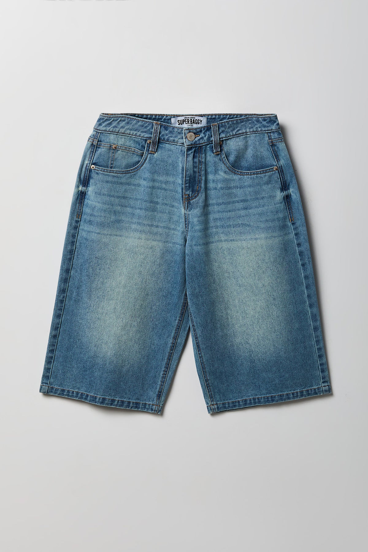 Alt View 4. Low Rise Super Baggy Vintage Medium Jort 16" - Pacific Blue