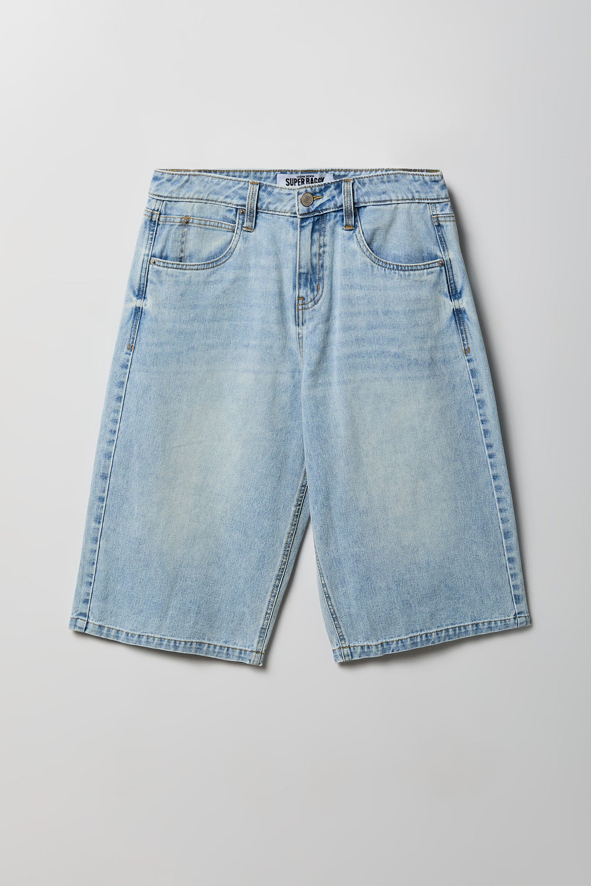 Alt View 4. Low Rise Super Baggy Light Jort 16" - Light Denim Blue