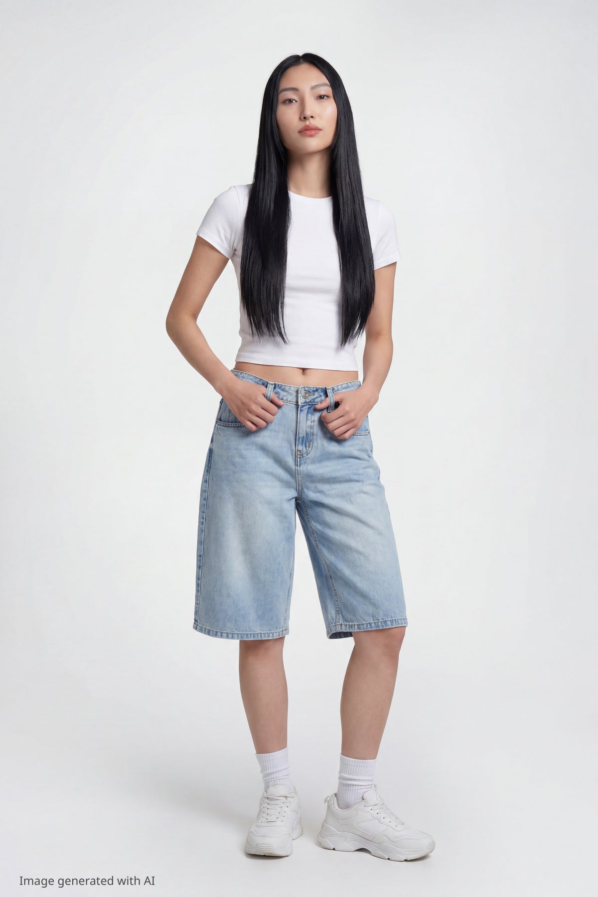 Alt View 2. Remotion Still: CR Jort Shot 1 Disclaimer - Light Denim Blue