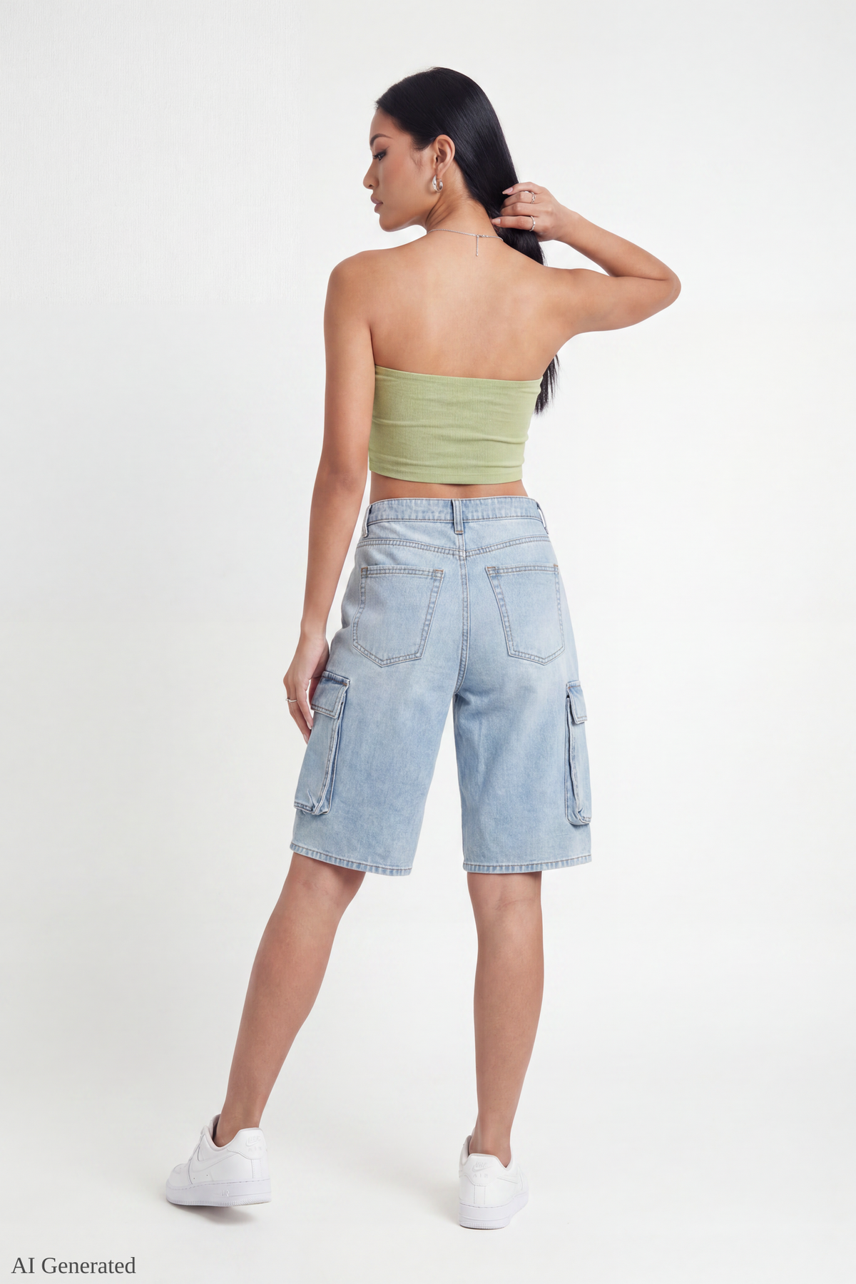 Alt View 2. Cargo Jort 13" - Light Denim Blue