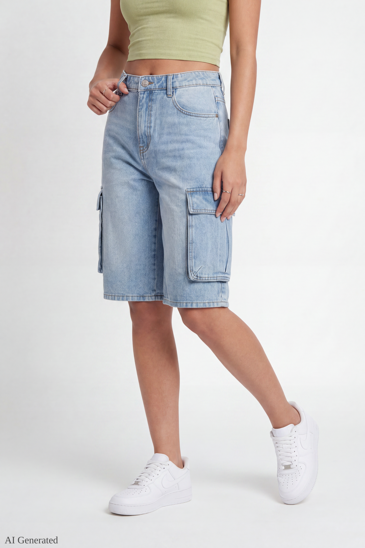 Alt View 3. Cargo Jort 13" - Light Denim Blue
