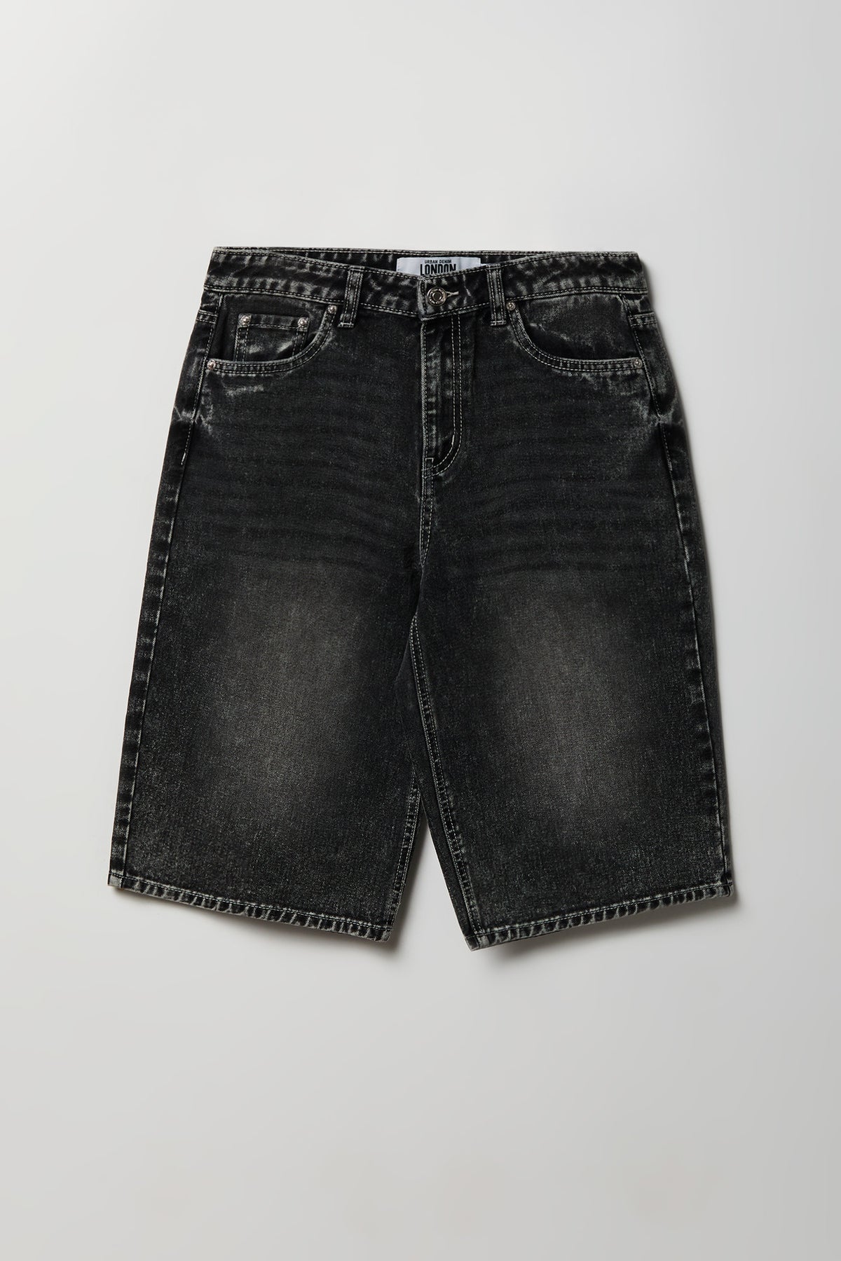 Alt View 3. Low Rise Baggy Washed Black Jort 13" - Black