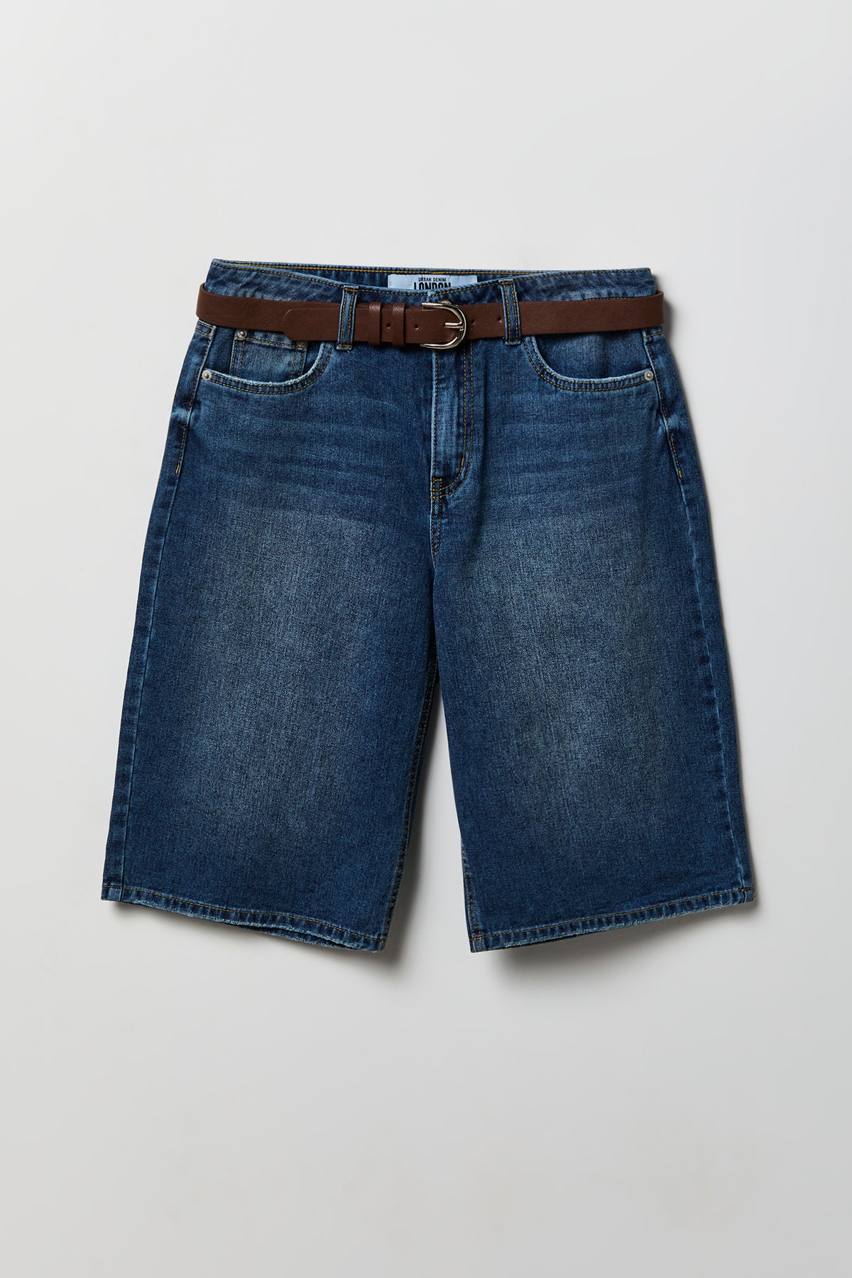 Alt View 4. Low Rise Super Baggy Belted Jort 13" - Midnight Blue