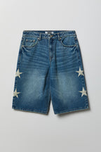 London Star Embroidered Low Rise Baggy Jort