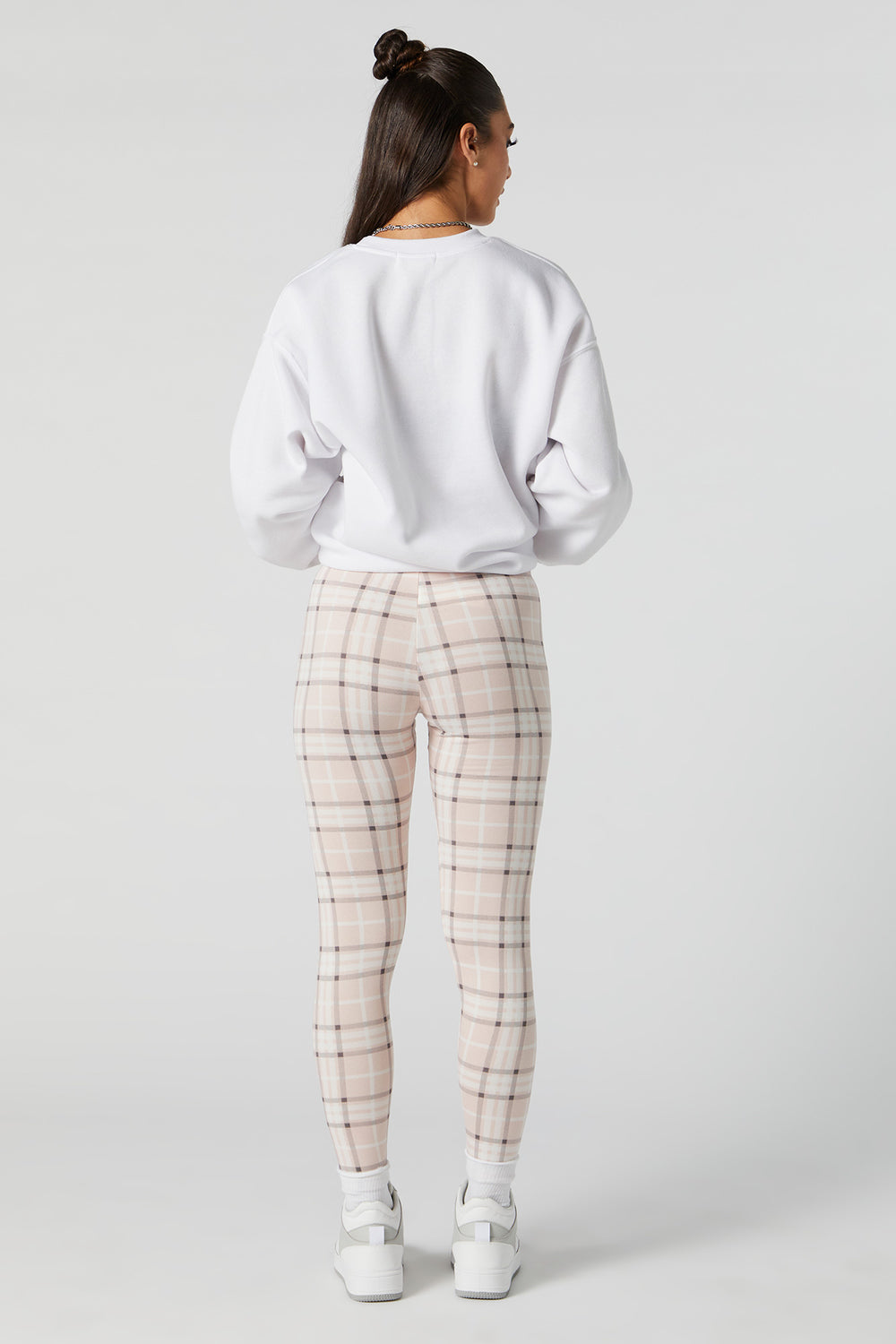 Pink Plaid Print Fleece Legging Pink Plaid Print Fleece Legging 3