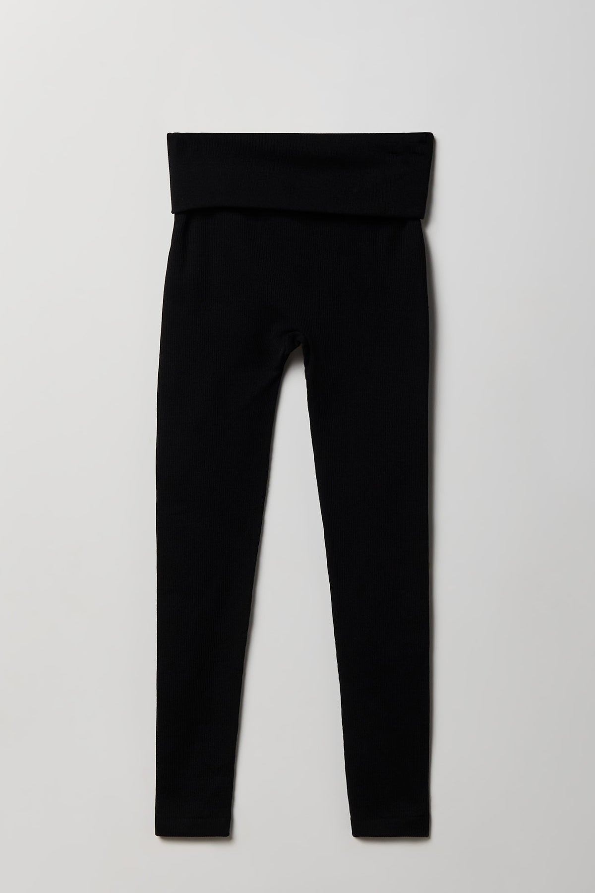 Ribbed Seamless Foldover Legging - Black