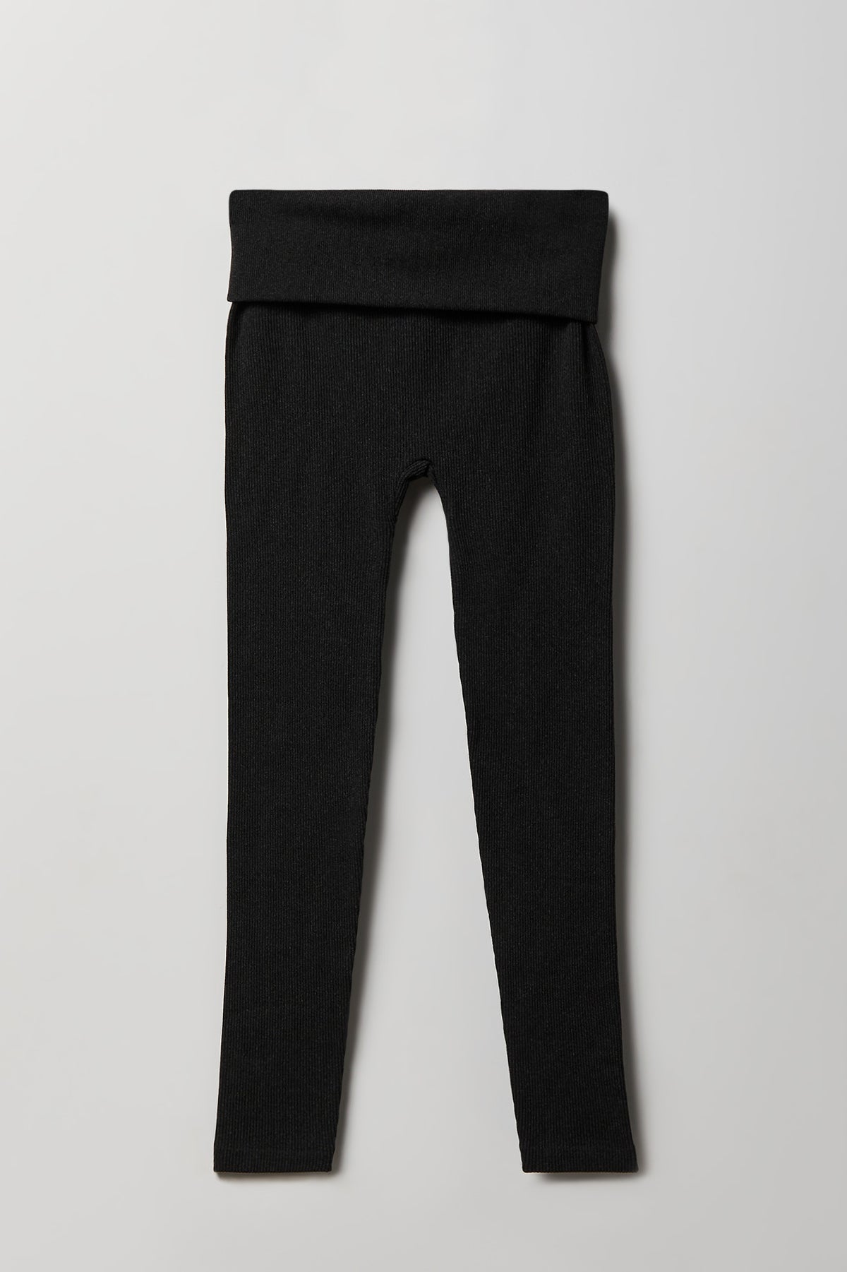 Ribbed Seamless Foldover Legging - Charcoal