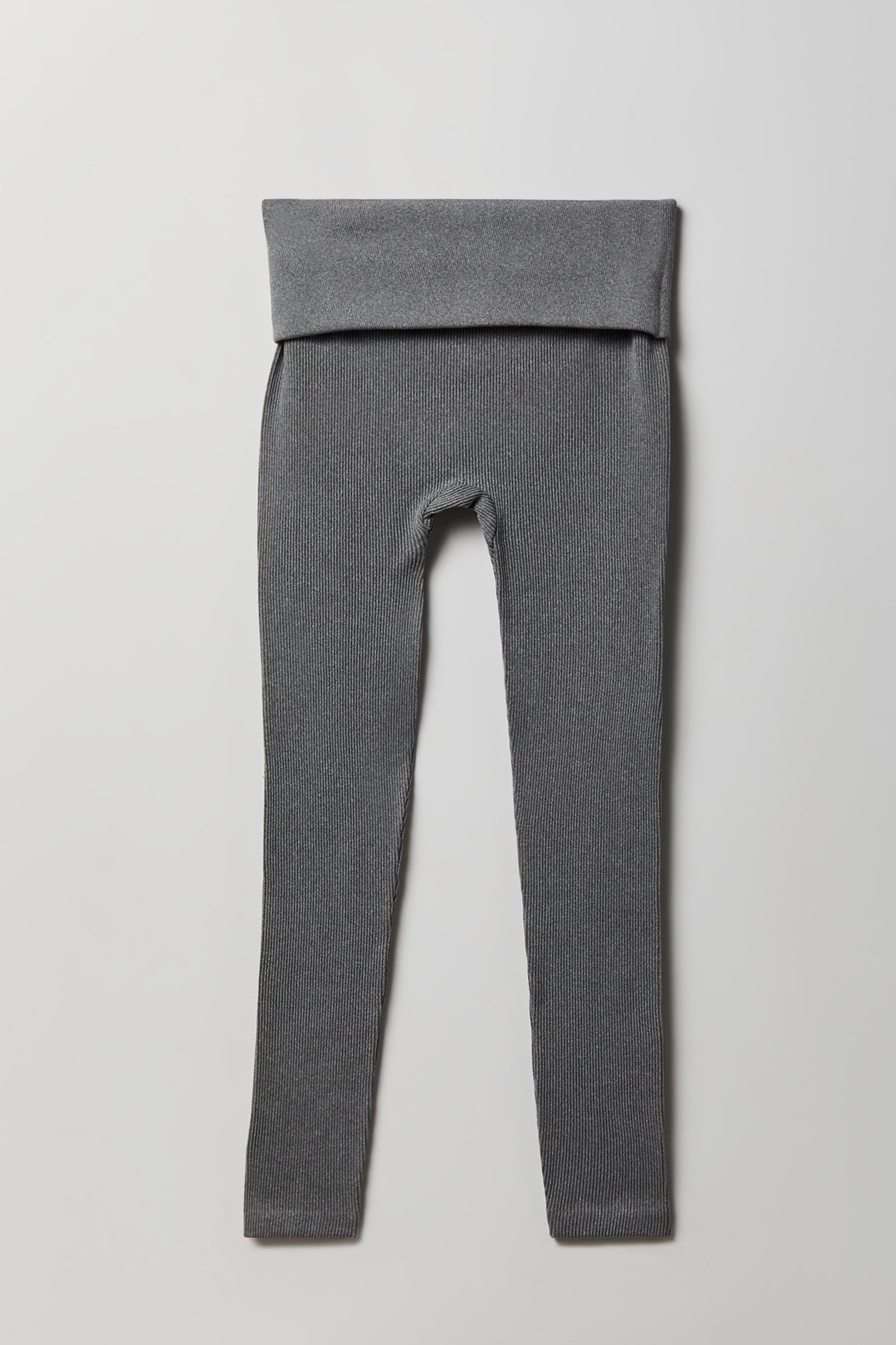 Alt View 2. Ribbed Seamless Foldover Legging - Heather Grey