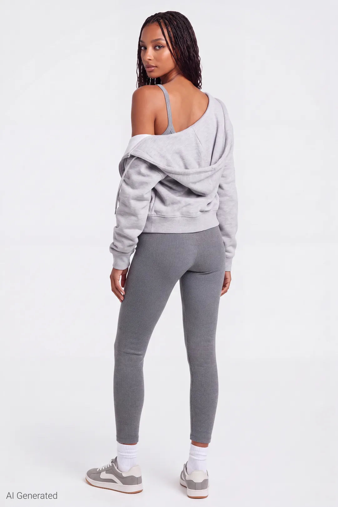 Alt View 2. Ribbed Seamless Foldover Legging - Heather Grey