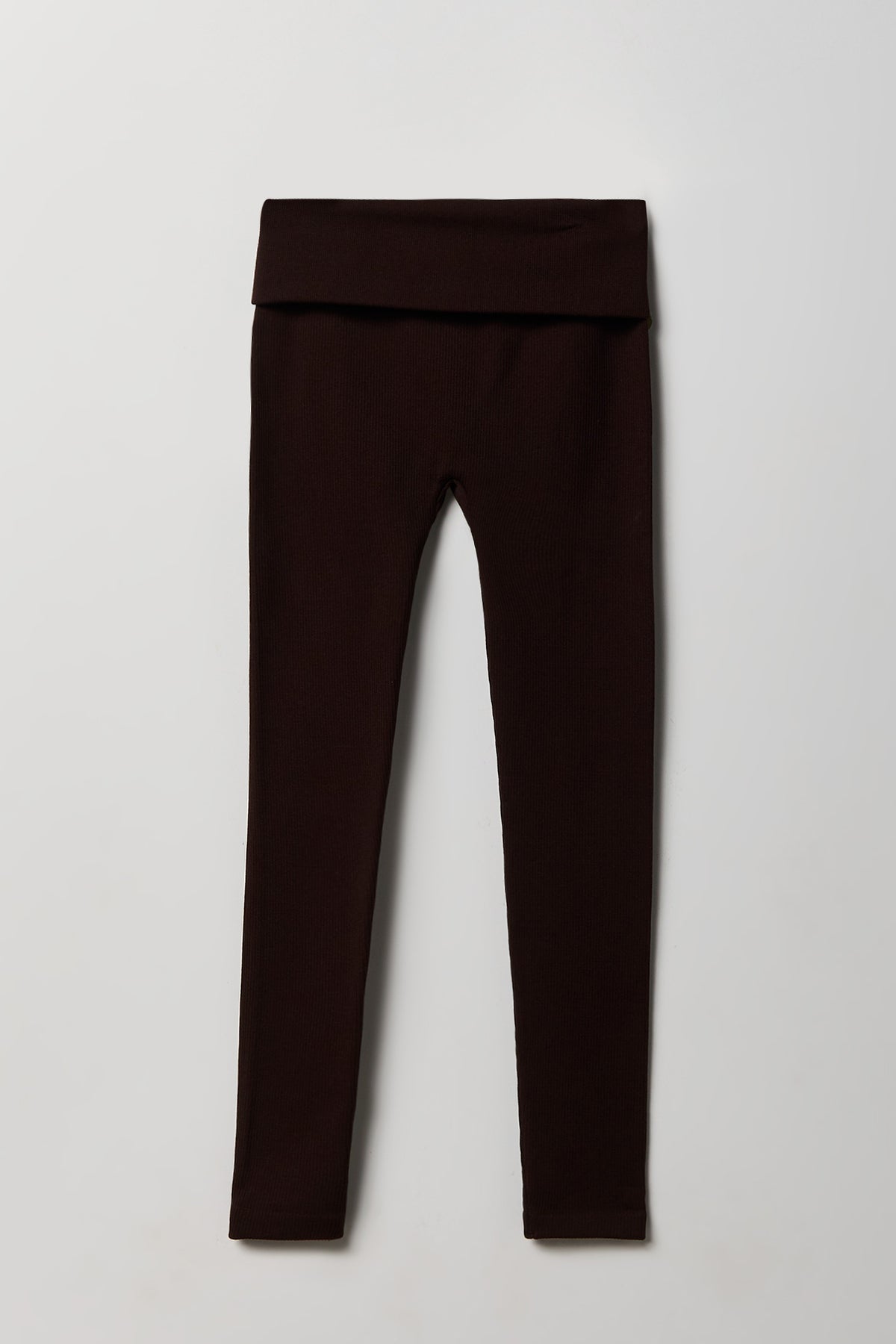 Ribbed Seamless Foldover Legging - Brown