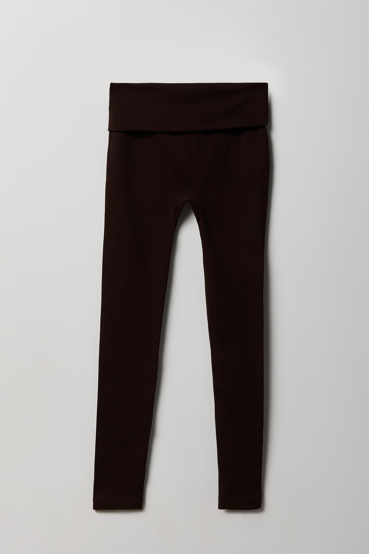 Alt View 2. Ribbed Seamless Foldover Legging - Brown