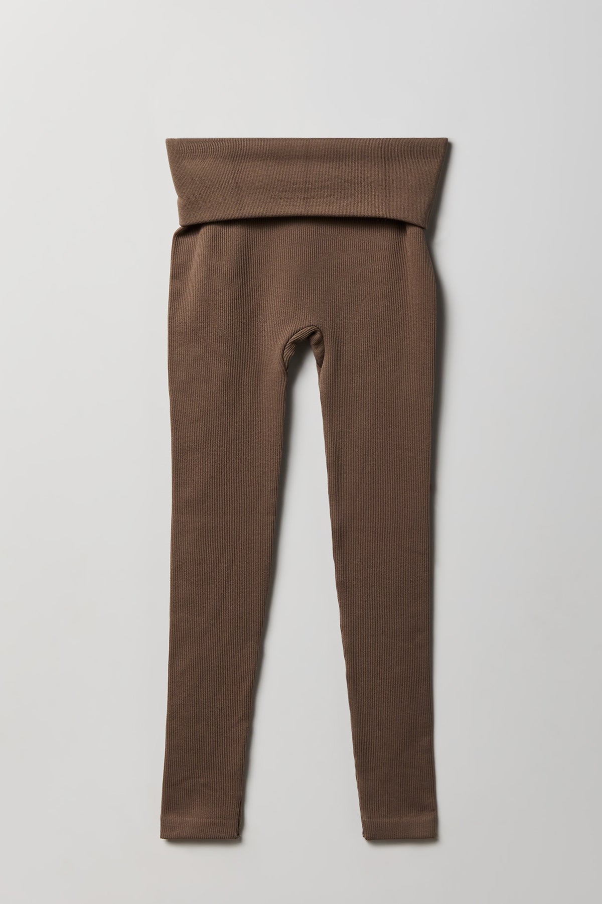 Ribbed Seamless Foldover Legging - Light Brown
