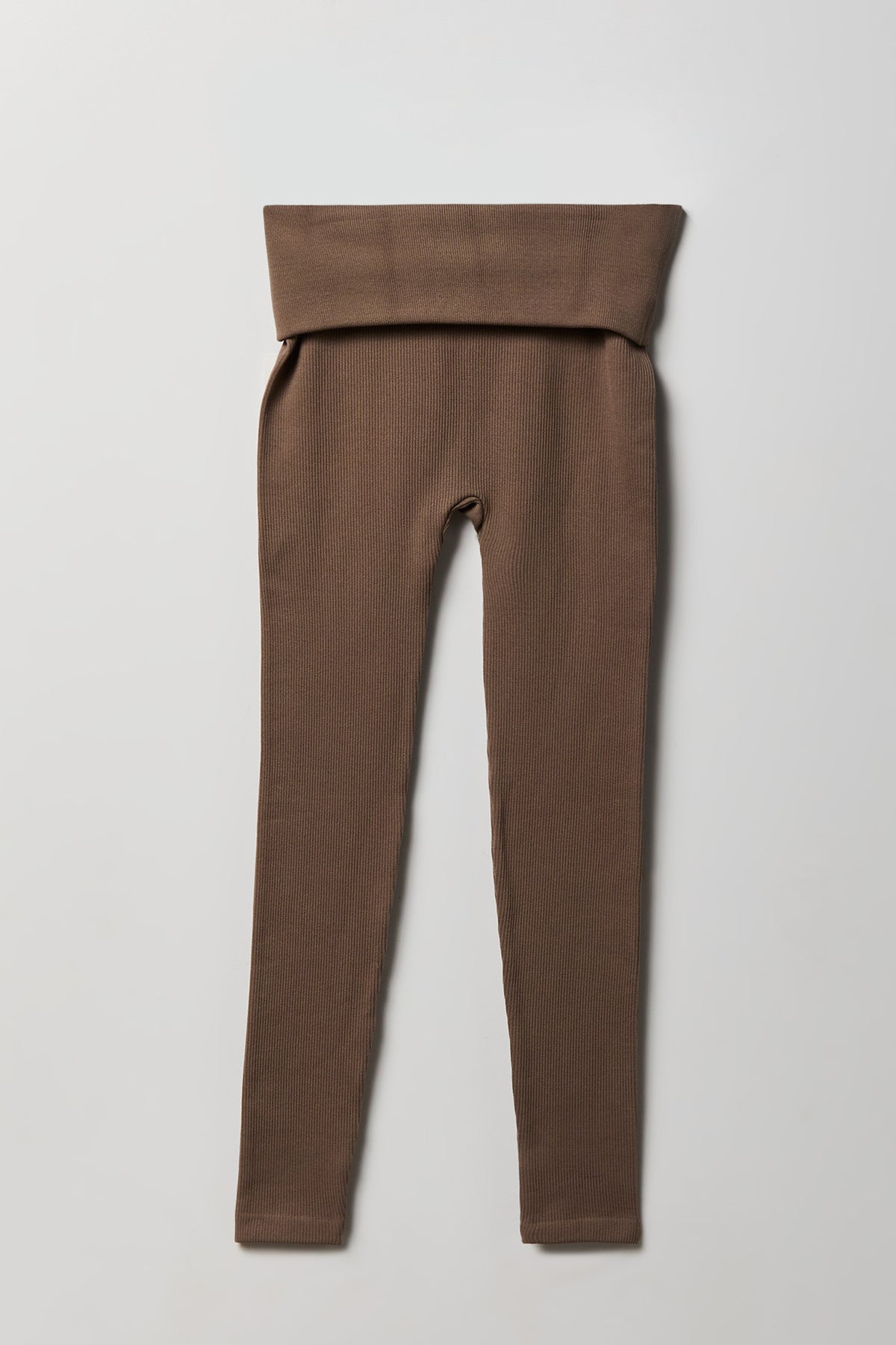 Alt View 2. Ribbed Seamless Foldover Legging - Light Brown