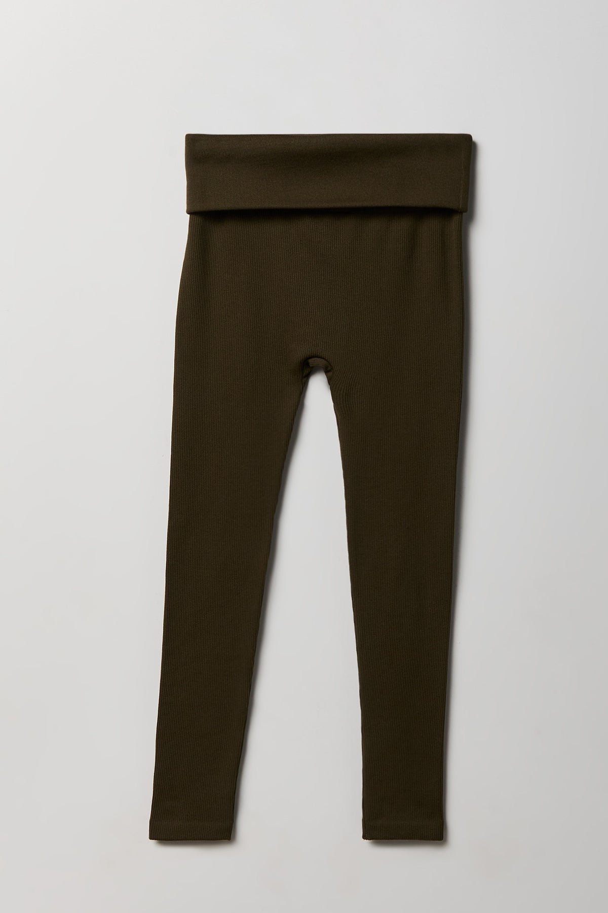 Ribbed Seamless Foldover Legging - Dark Green