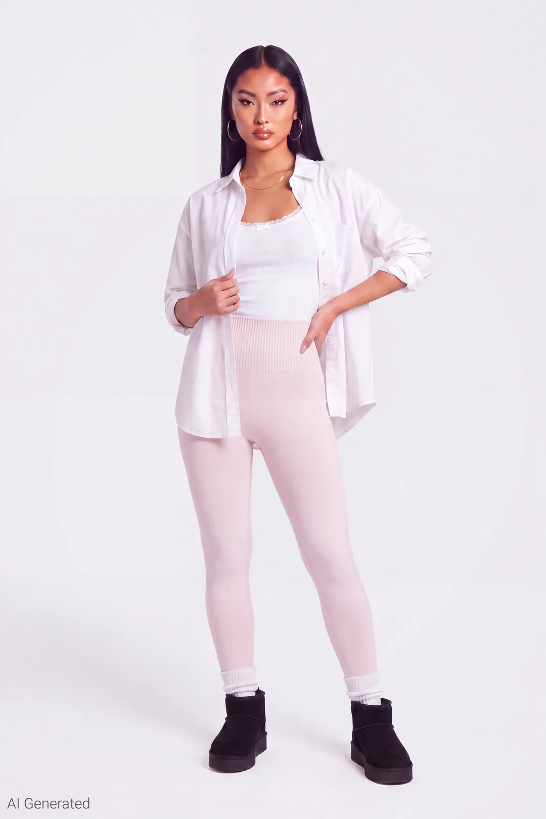 High Rise Ribbed Seamless Legging - Pink