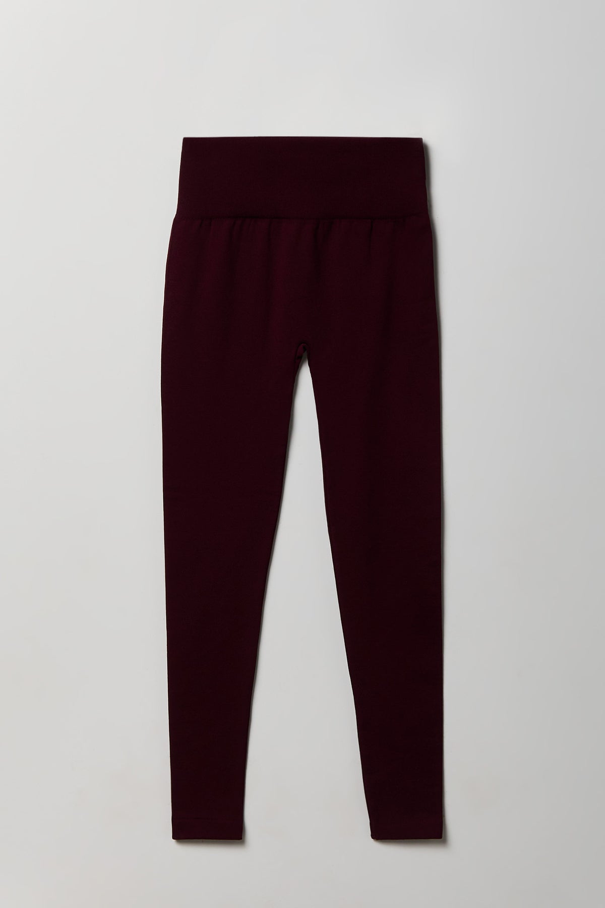 High Rise Ribbed Seamless Legging - Burgundy