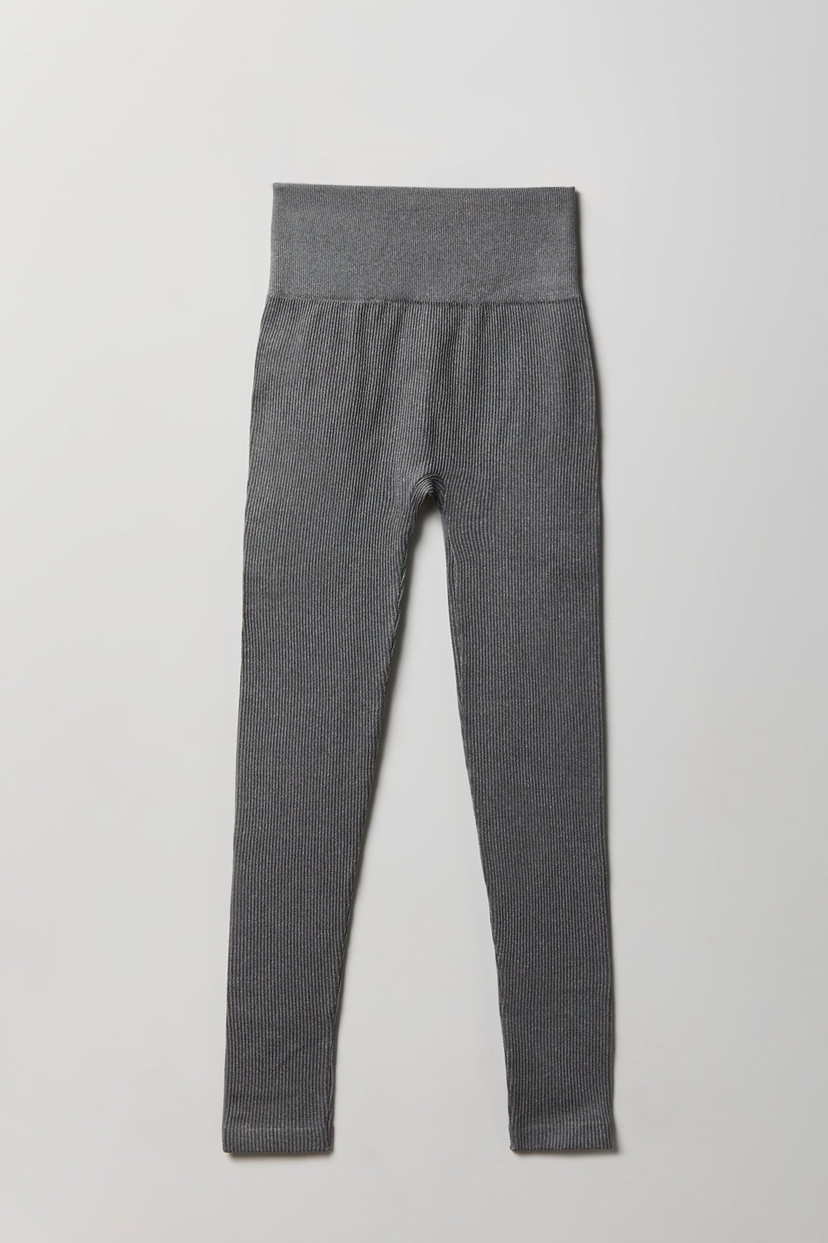 High Rise Ribbed Seamless Legging - Heather Grey