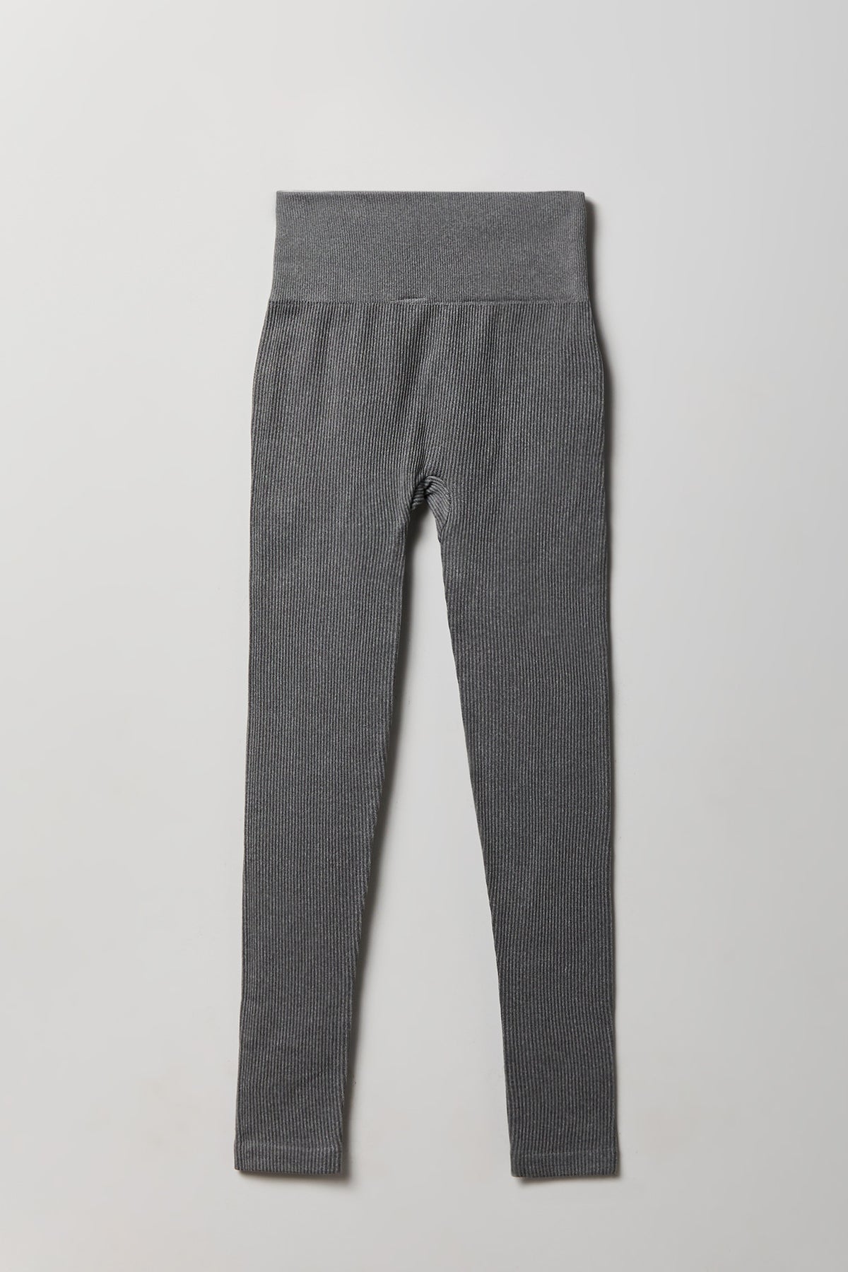 Alt View 2. High Rise Ribbed Seamless Legging - Heather Grey