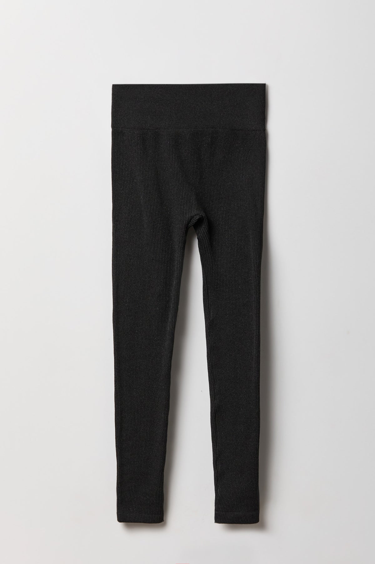 Alt View 4. High Rise Seamless Ribbed Fleece Lined Legging - Charcoal