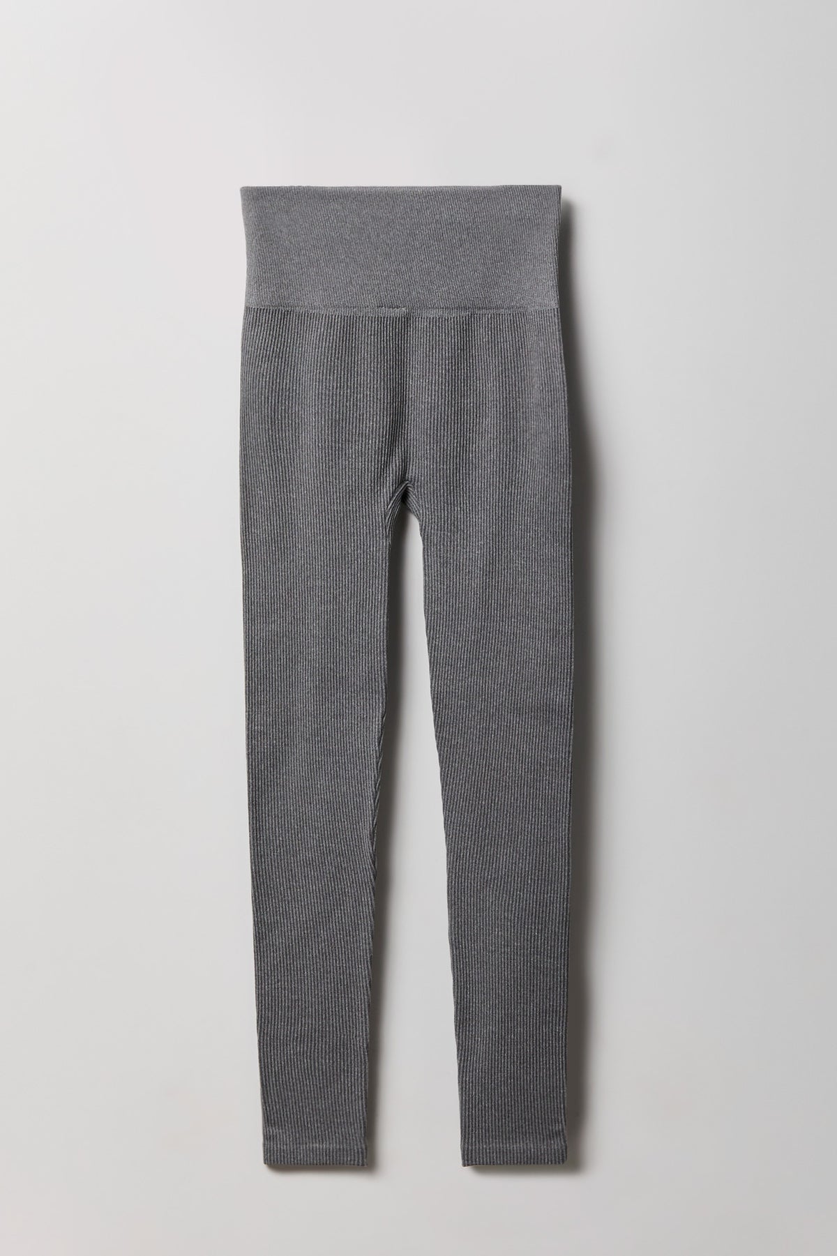 Alt View 4. High Rise Seamless Ribbed Fleece Lined Legging - Heather Grey