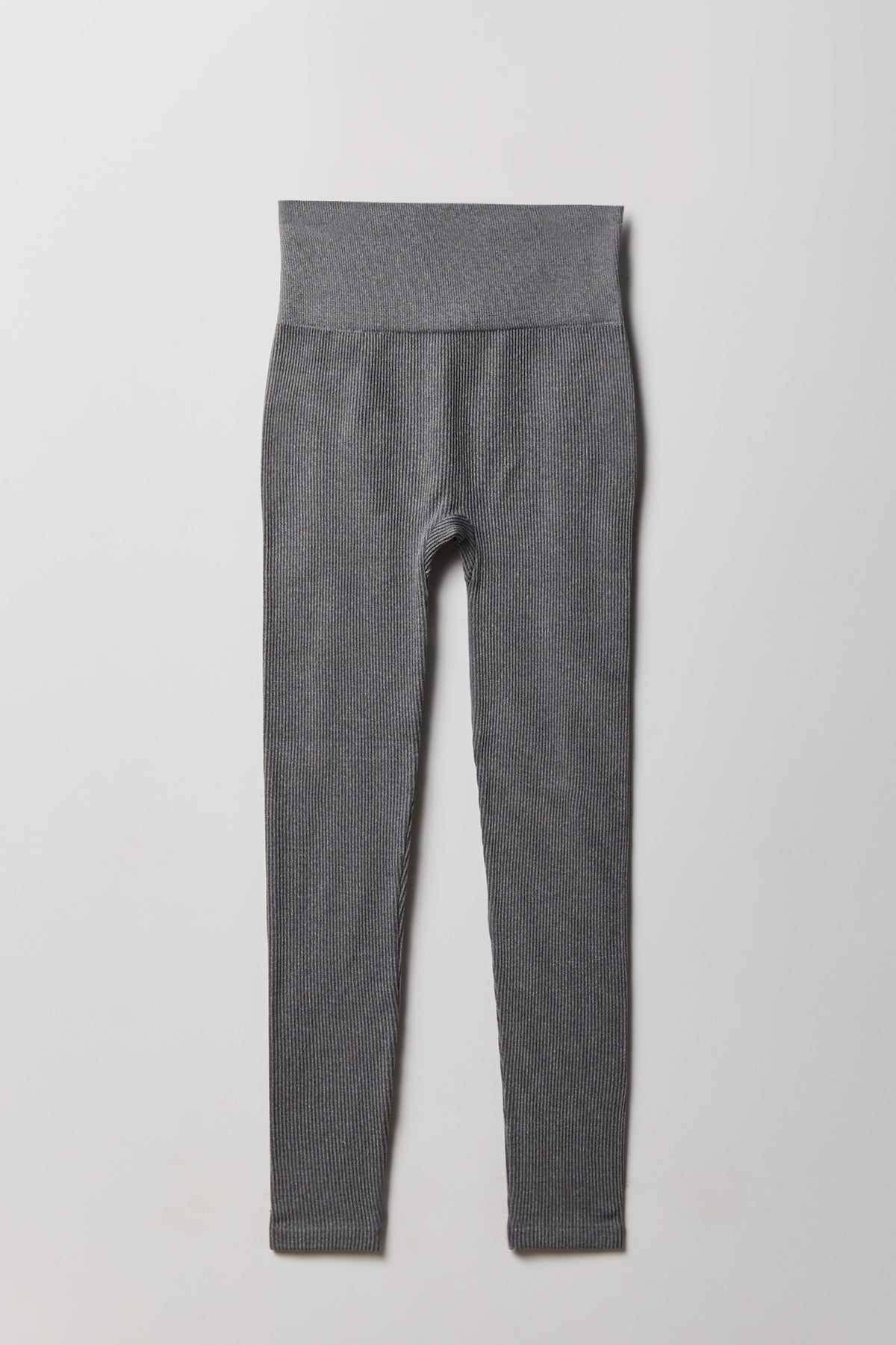 Alt View 5. High Rise Seamless Ribbed Fleece Lined Legging - Heather Grey