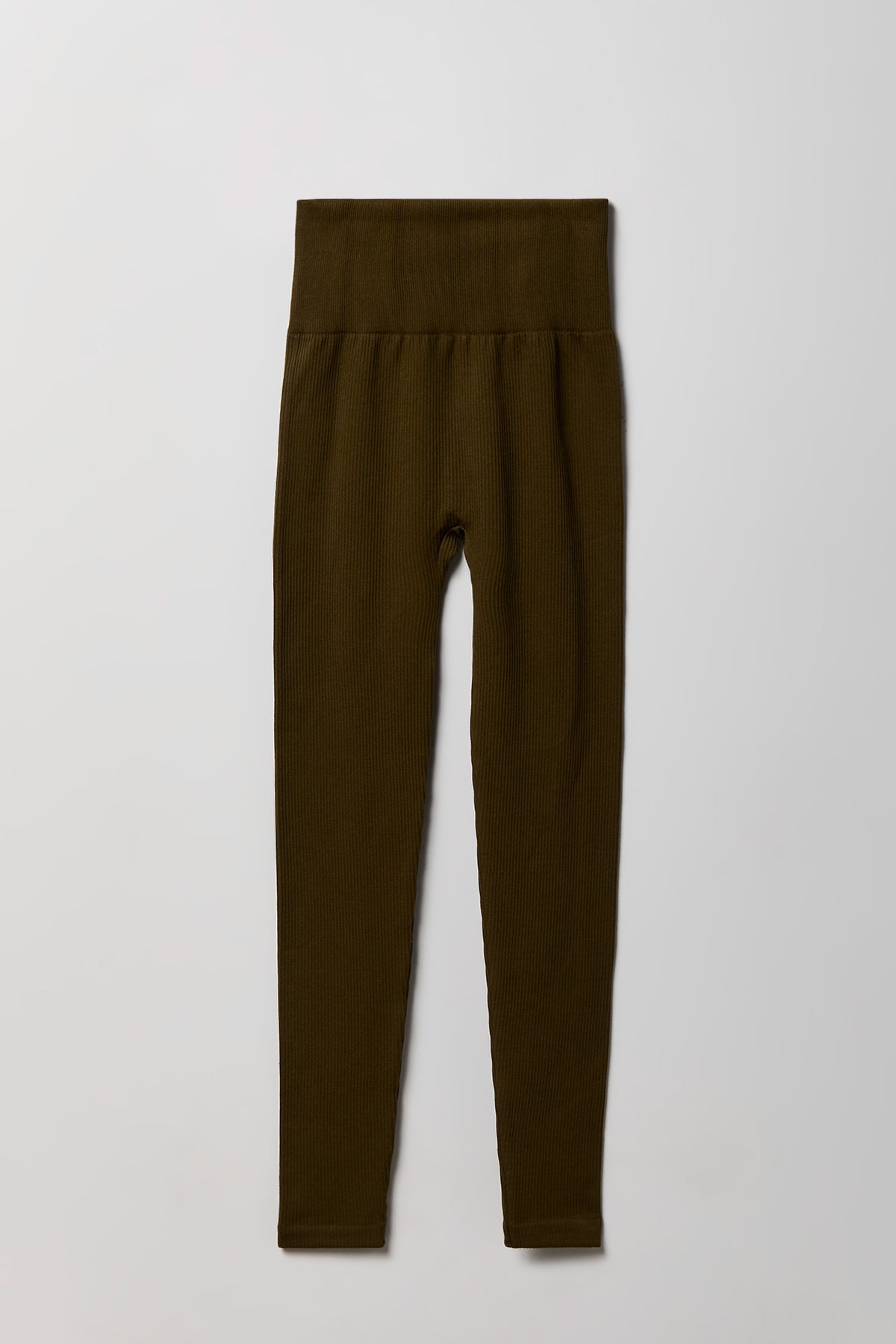Alt View 4. High Rise Seamless Ribbed Fleece Lined Legging - Green