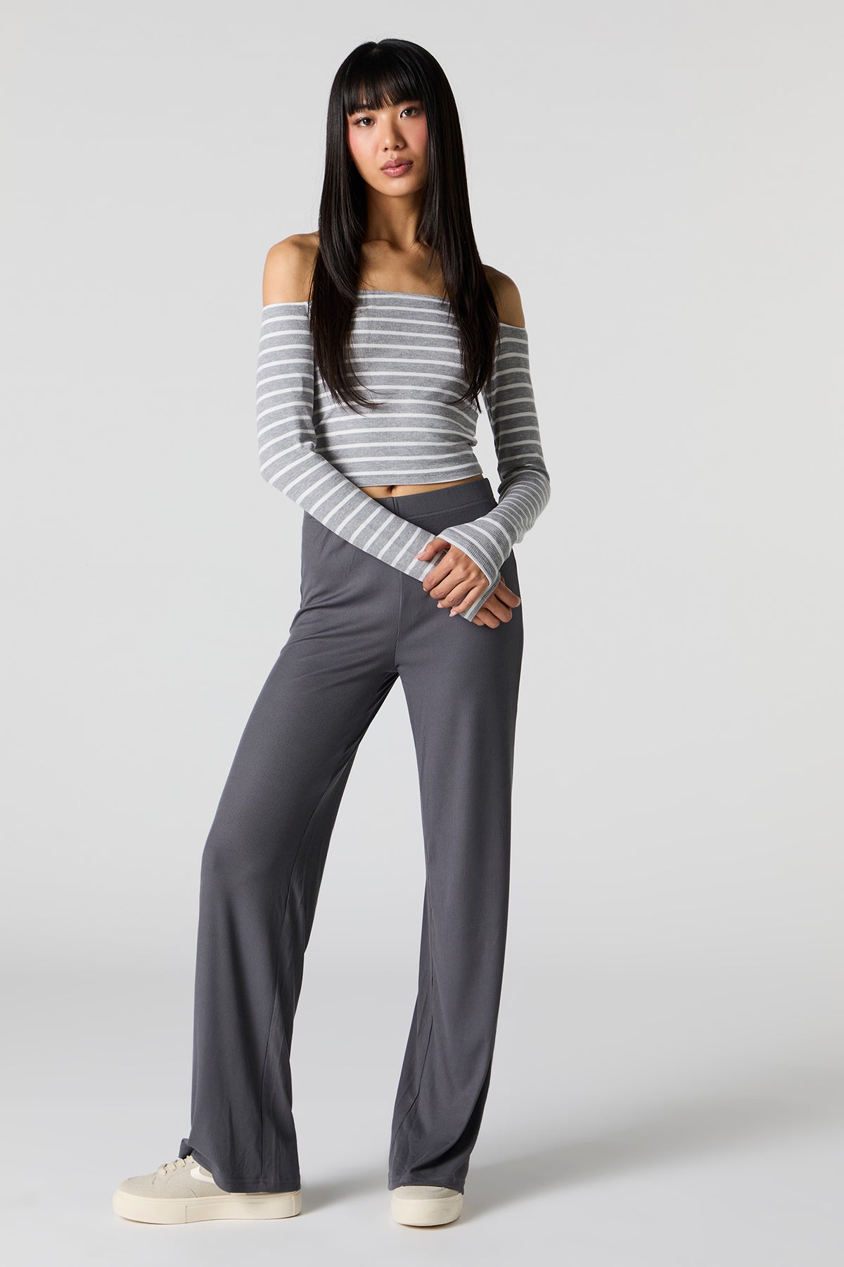 Soft Ribbed Wide Leg Pant