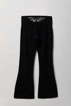 Graphic Foldover Waist Flare Legging