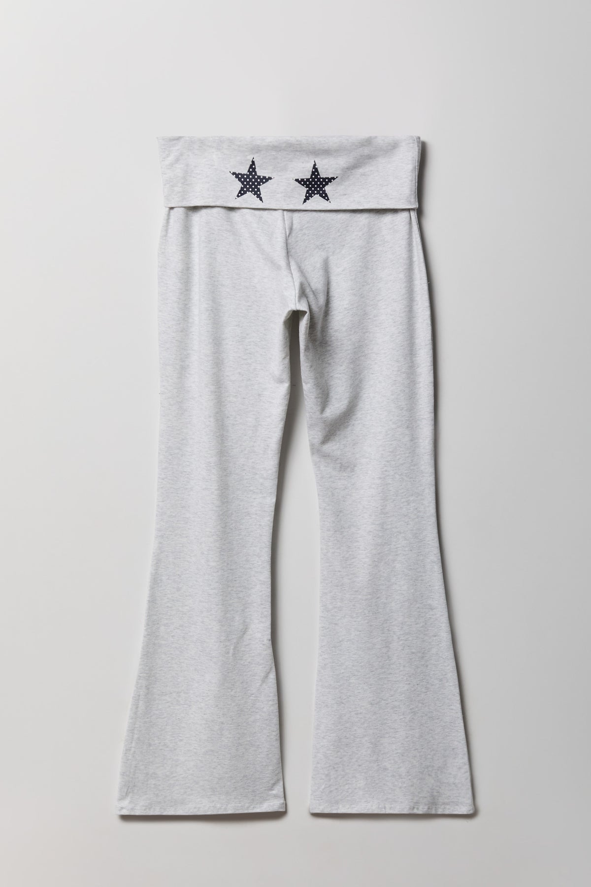 Graphic Foldover Waist Flare Legging - Heather Grey