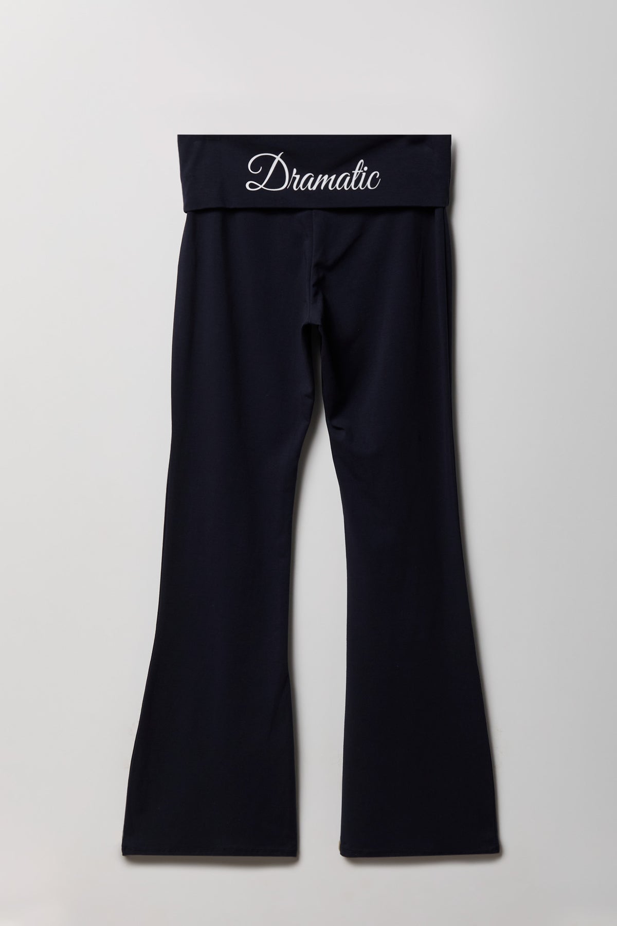 Graphic Foldover Waist Flare Legging - Navy